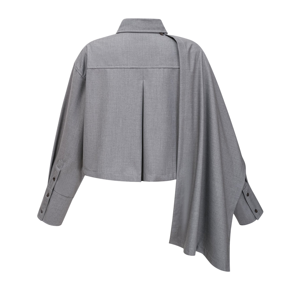 Cynthia Grey Asymmetrical Draped Shirt & Trousers Set