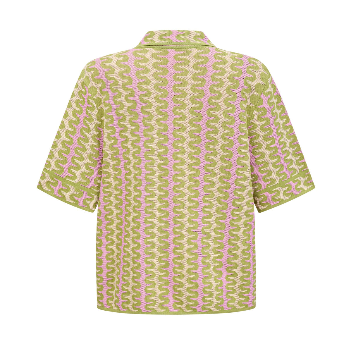 Ophélie green color-block knitted shirt & trousers matching set (Final Sale-US Only)