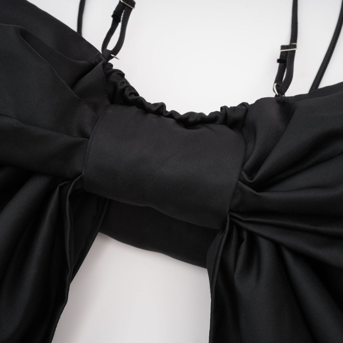 Solène bowknot scoop-back top in Black