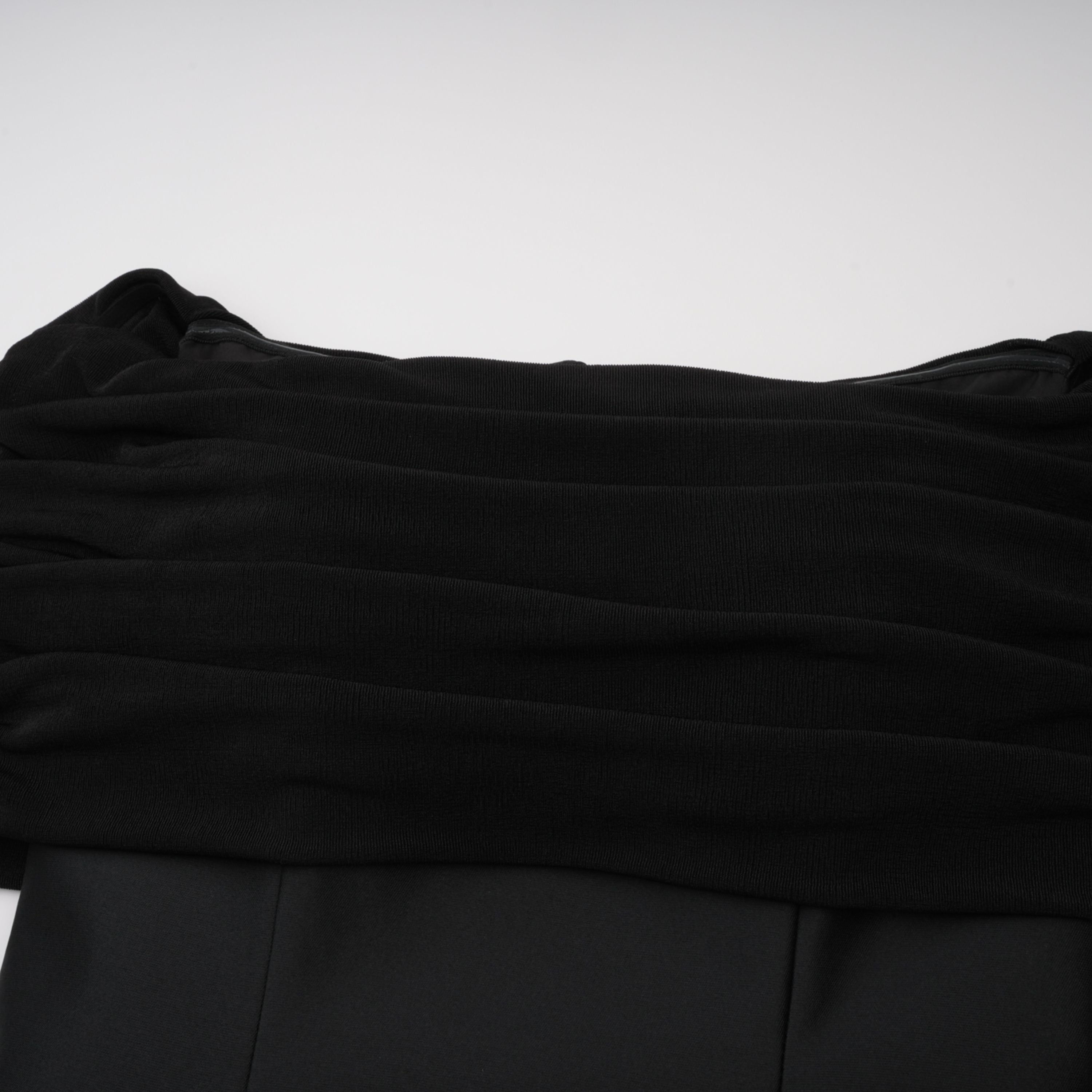 Ainara Black Off Shoulder Polished Midi Dress (Final Sale-US Only)