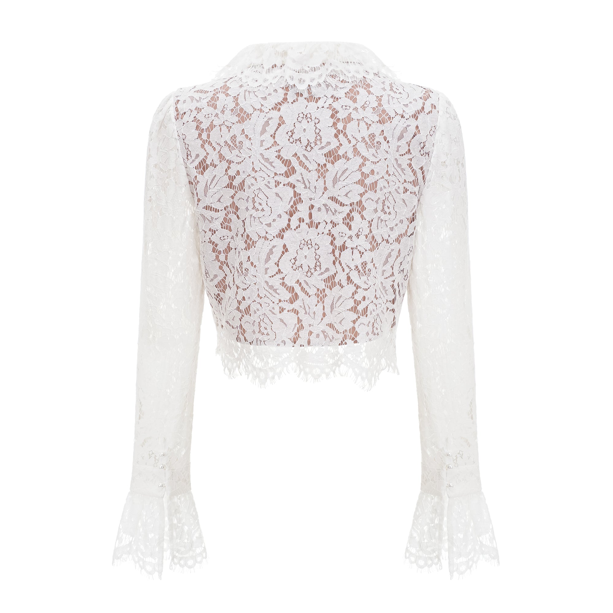 Vesper White High NeckLace Blouse & Skirt Co-ord Set