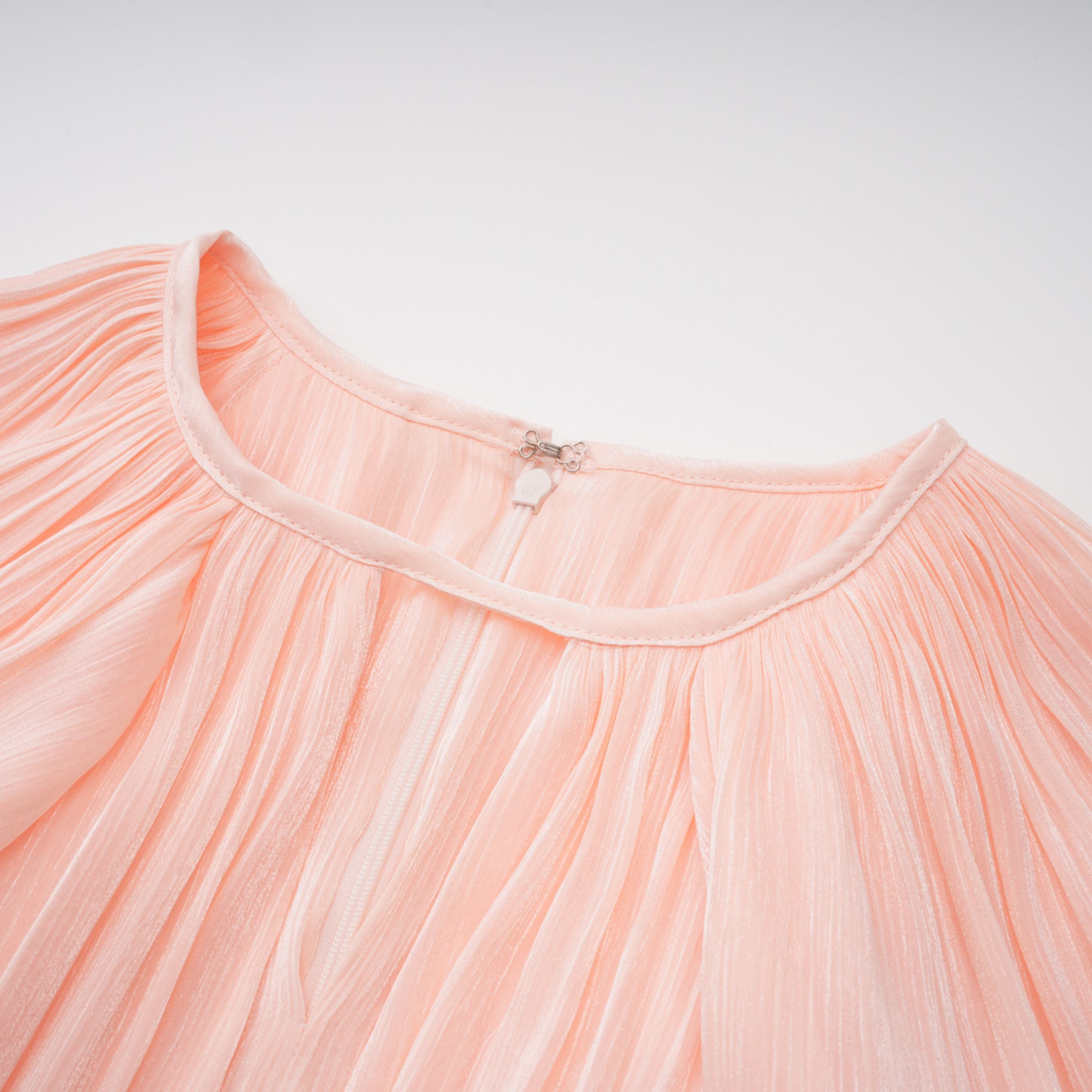 Mélodie Pink Pleated Glossy Top & Skirt Set