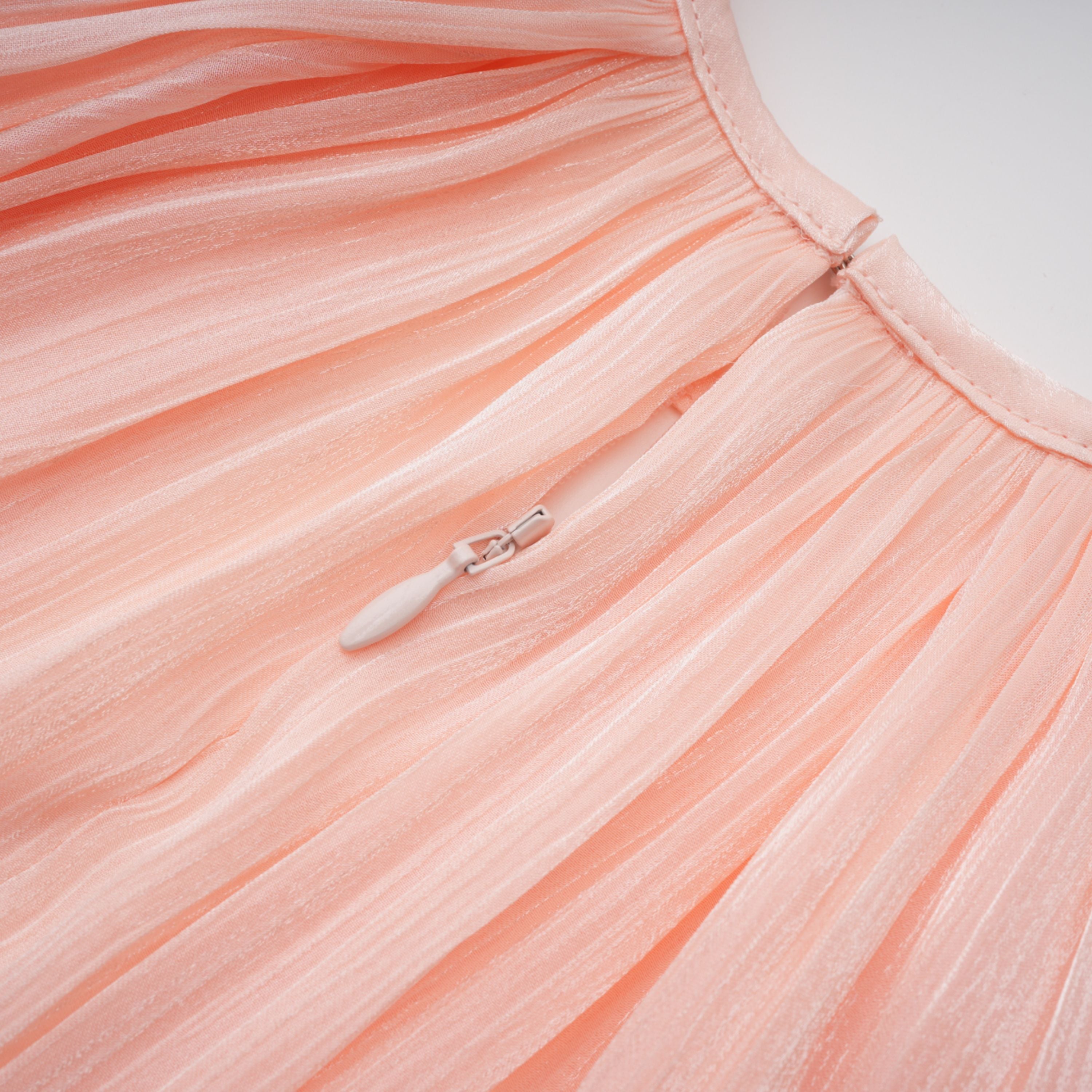 Mélodie Pink Pleated Glossy Top & Skirt Set