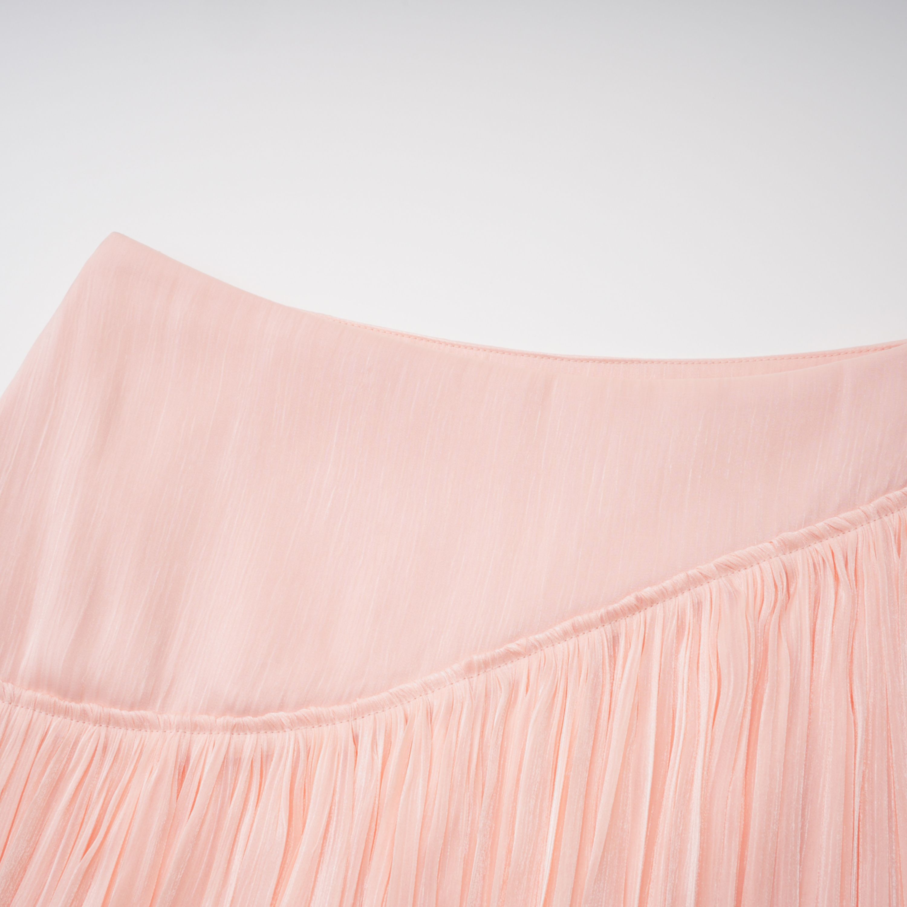 Mélodie Pink Pleated Glossy Top & Skirt Set