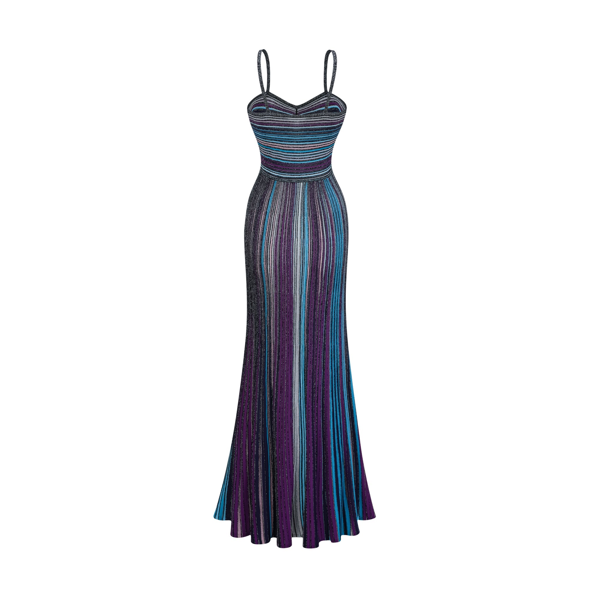 Bruyère Purple Sequin Striped Knit Maxi Dress