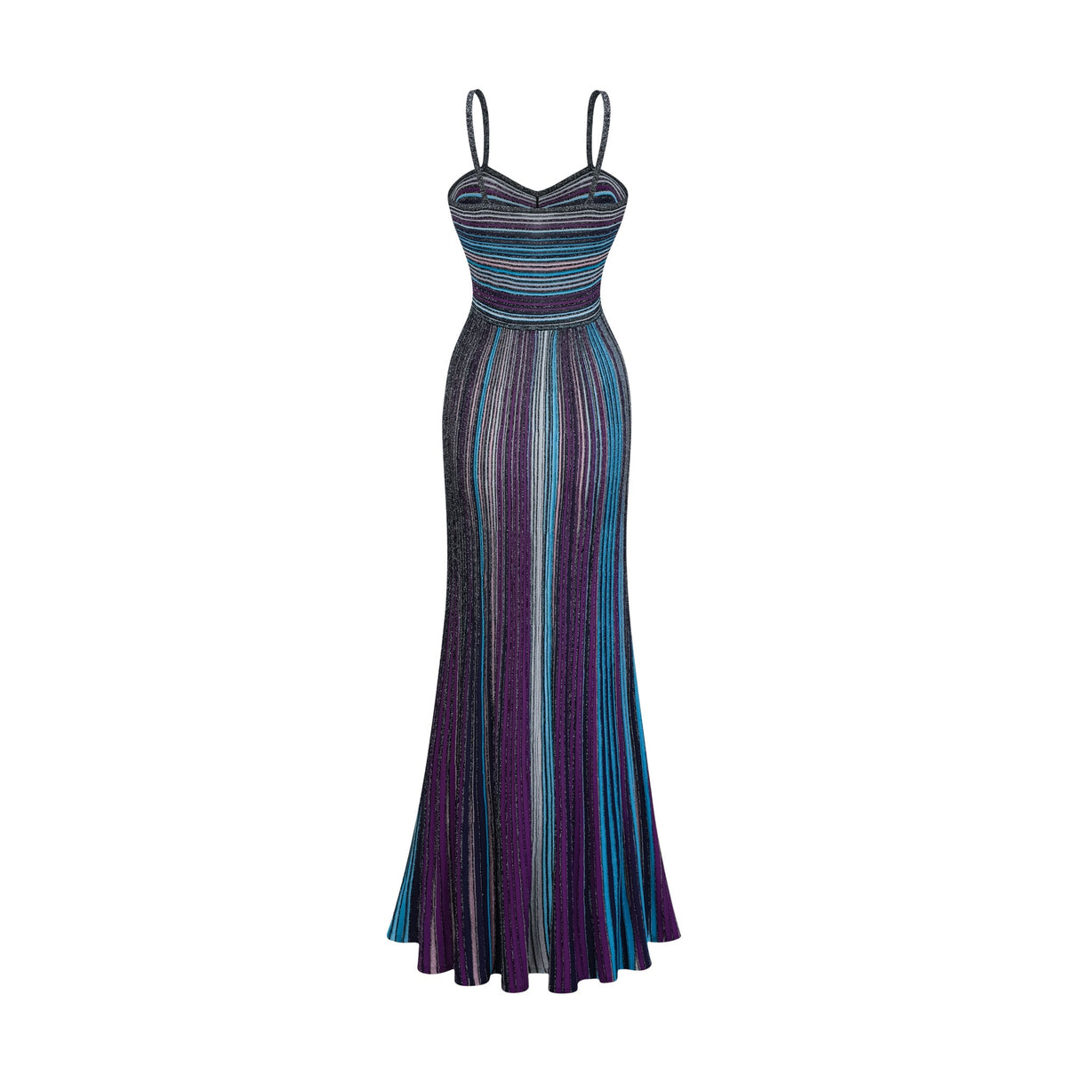 Bruyère Purple Sequin Striped Knit Maxi Dress