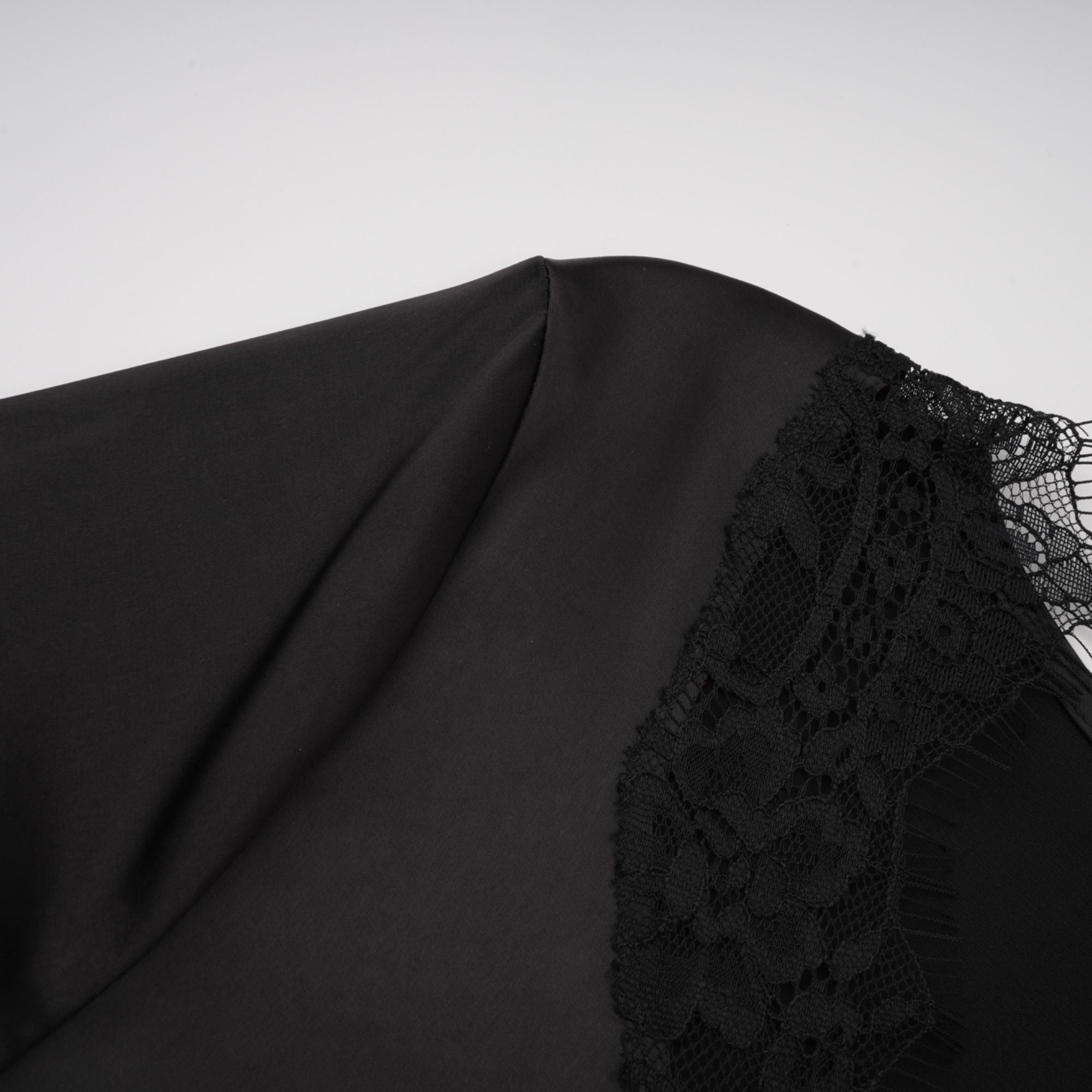 Daniela Black Lace Panel Satin Midi Dress
