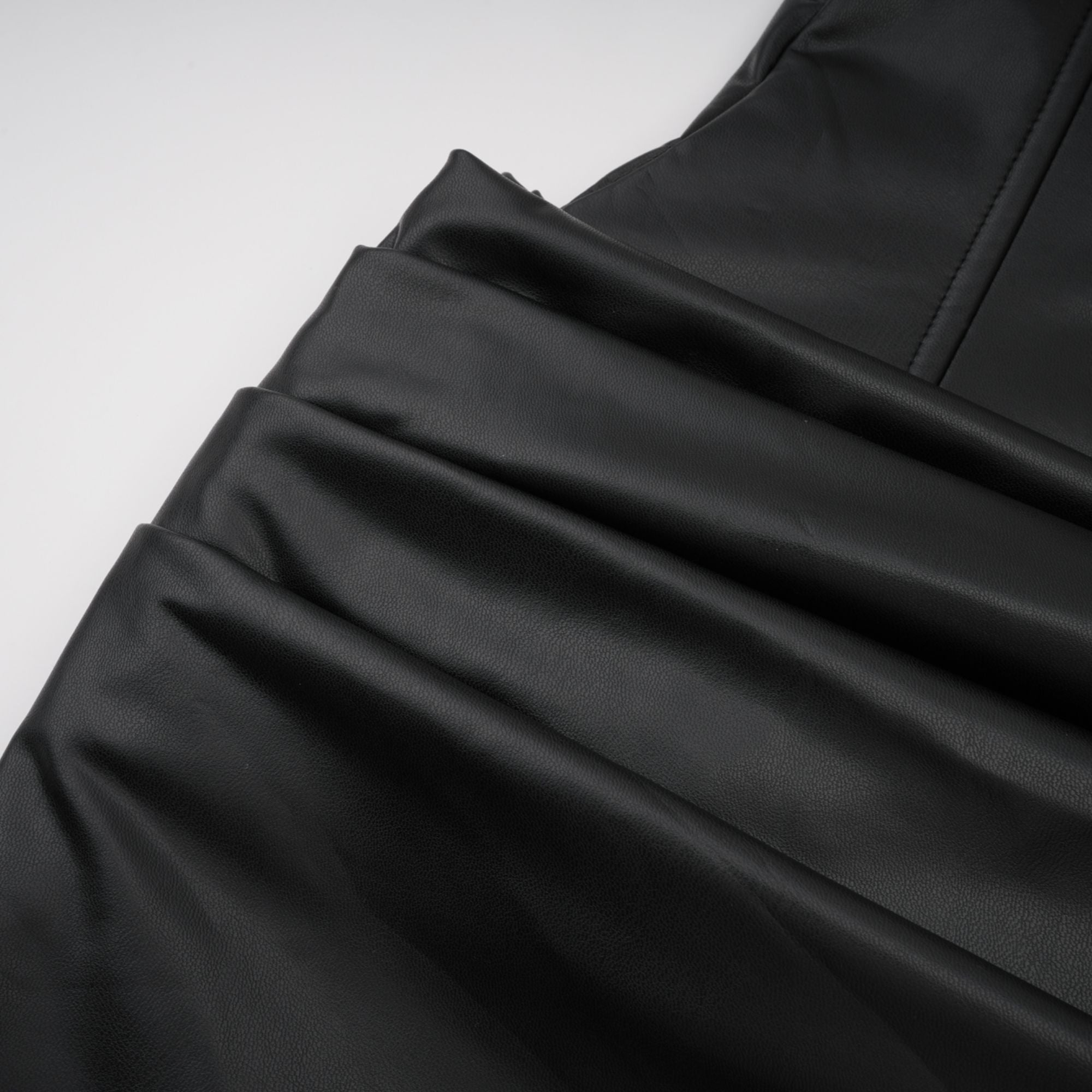 Agnes Black Ruched Leather Bodycon Mini Dress (Final Sale)