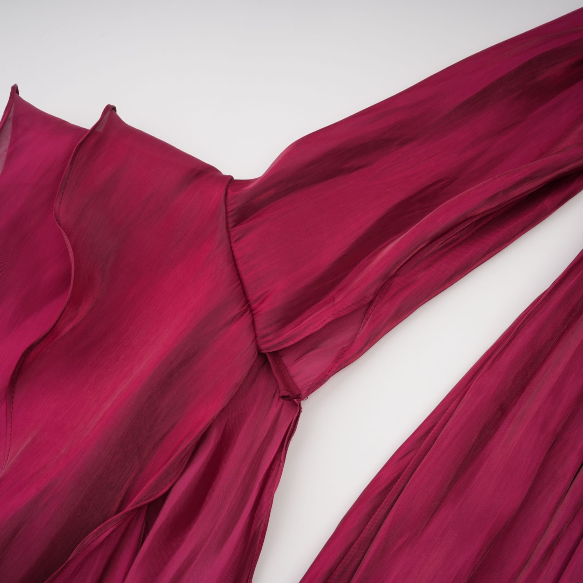 Danuta Burgundy Ruched Pleated Maxi Dress (Final Sale)