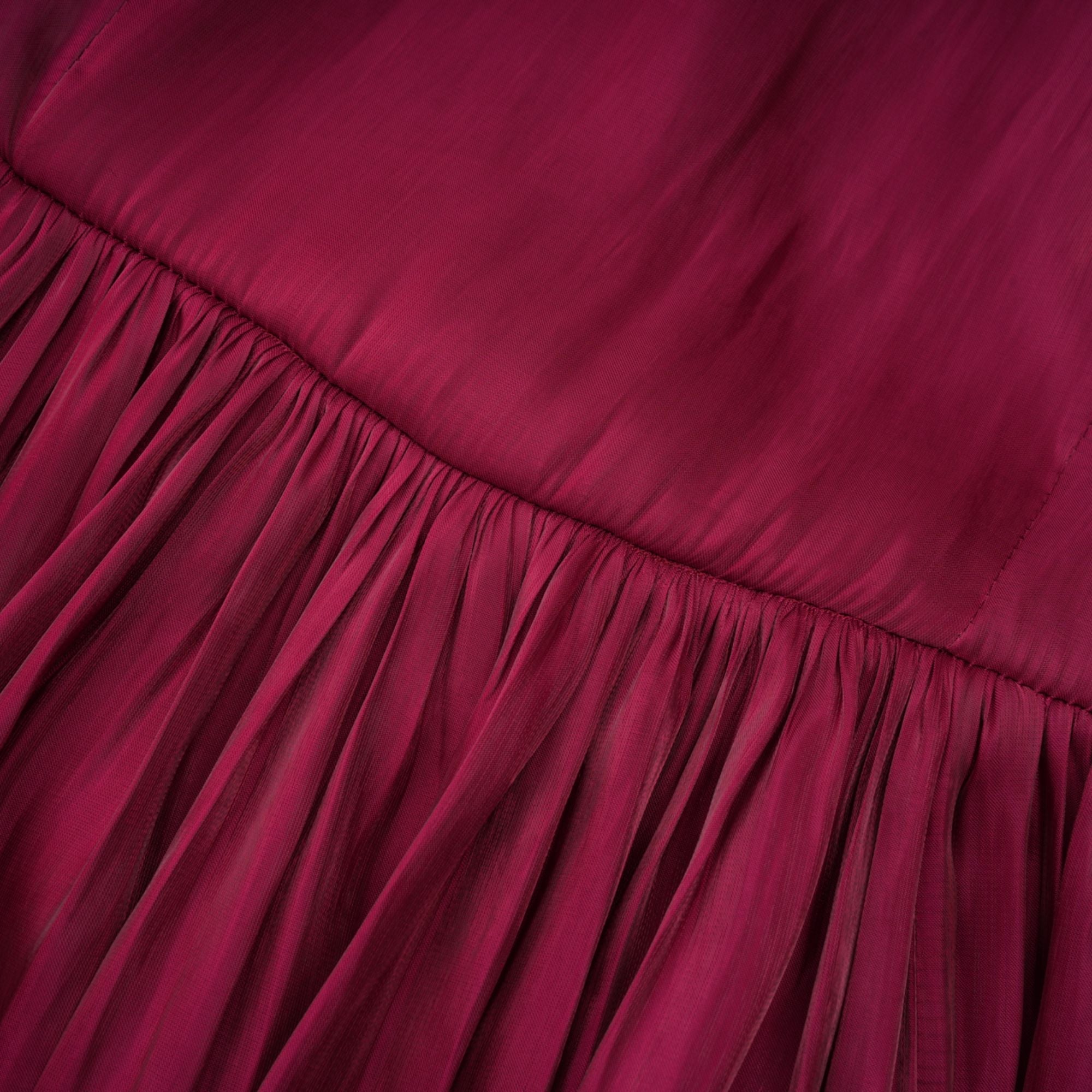 Danuta Burgundy Ruched Pleated Maxi Dress (Final Sale)