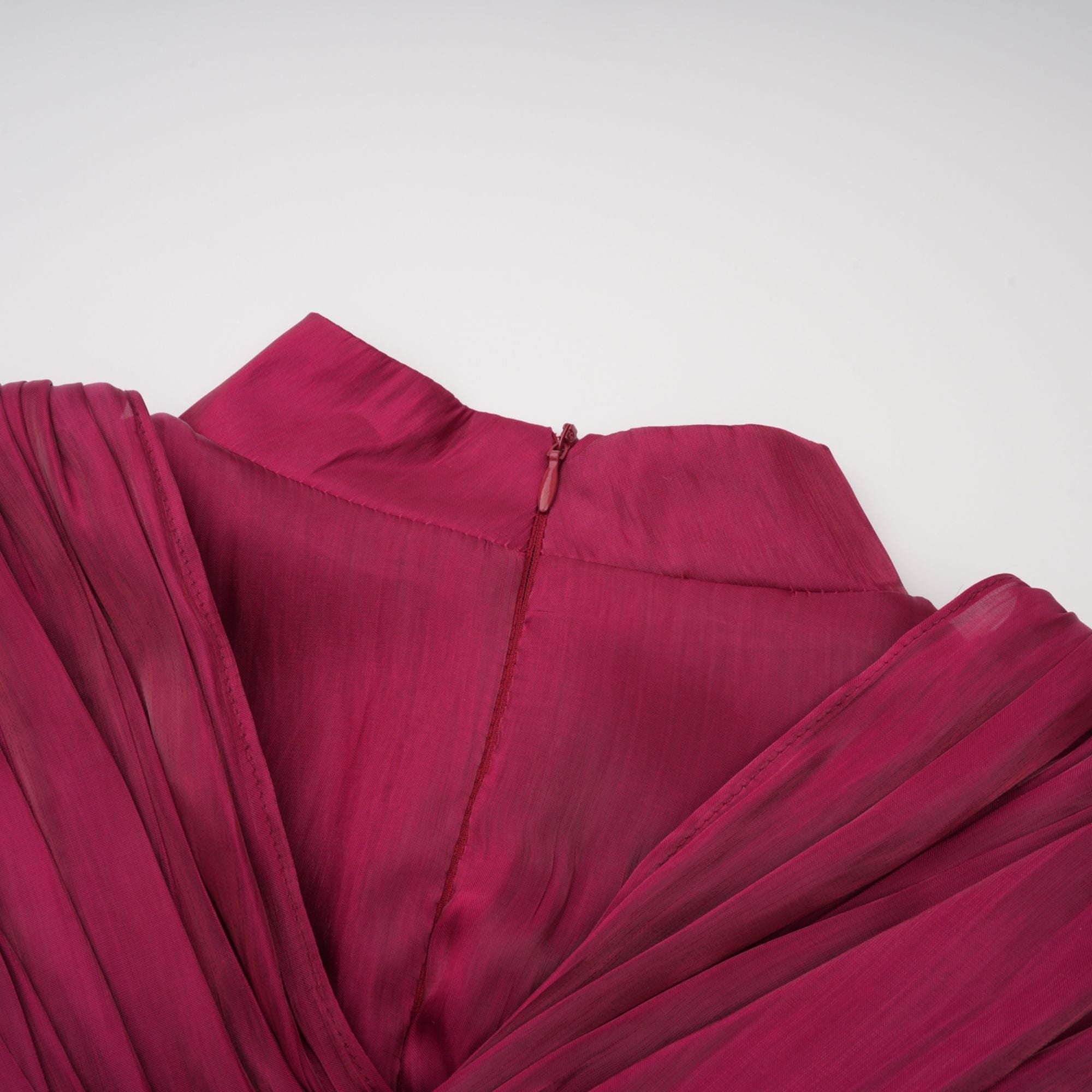 Danuta Burgundy Ruched Pleated Maxi Dress (Final Sale)