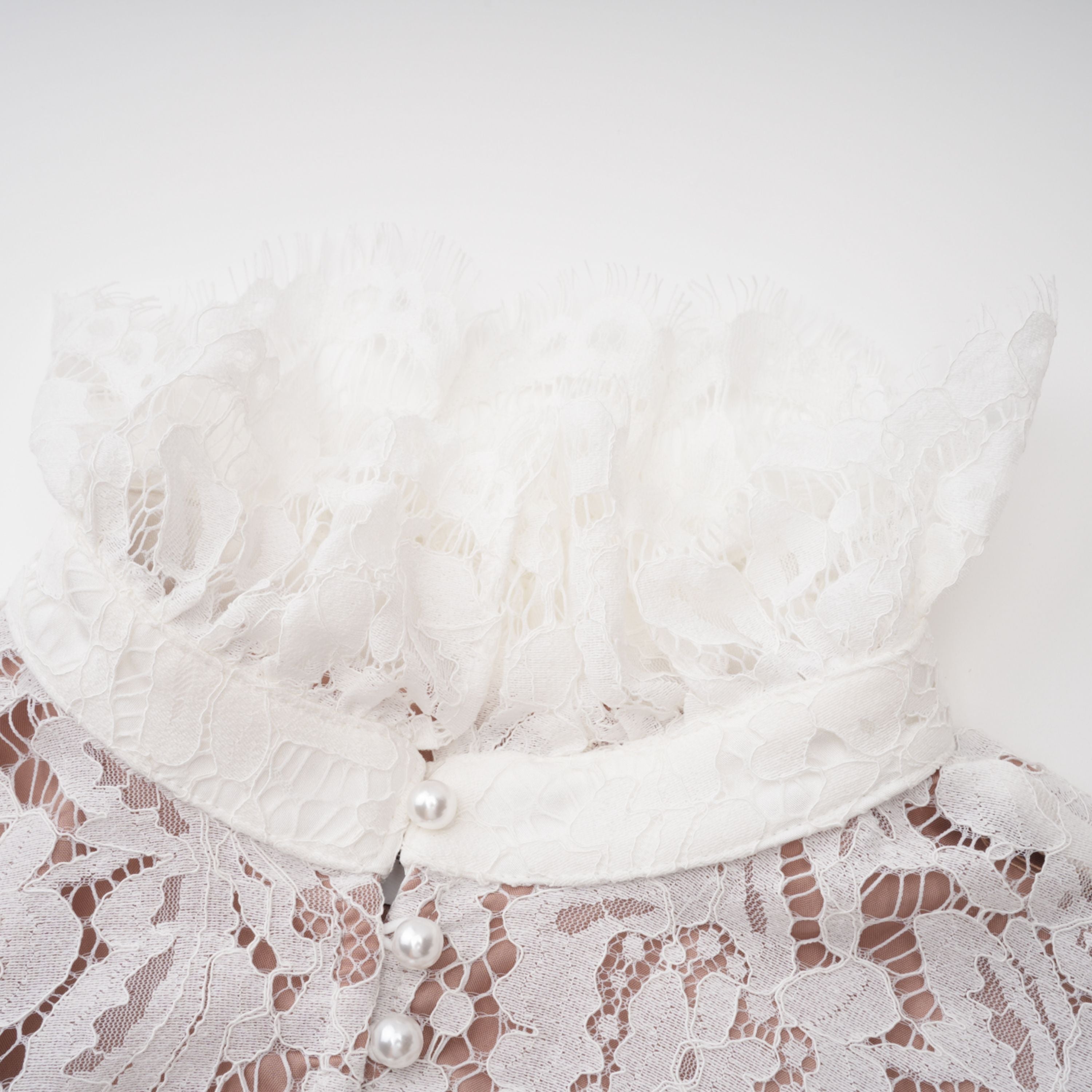 Vesper White High NeckLace Blouse & Skirt Co-ord Set