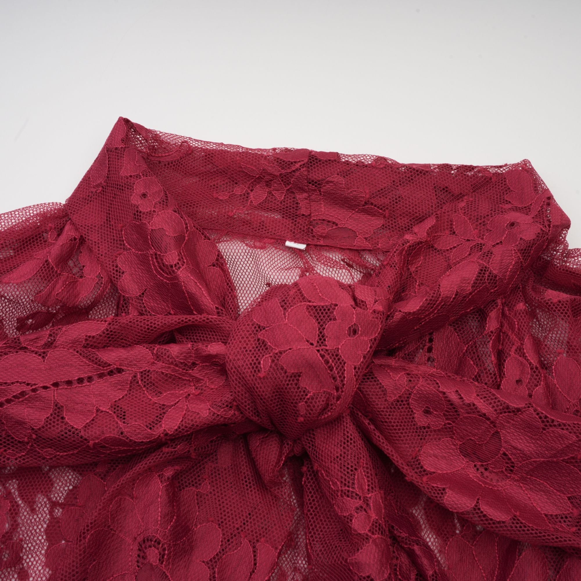 Coline red chantilly lace oversize dress