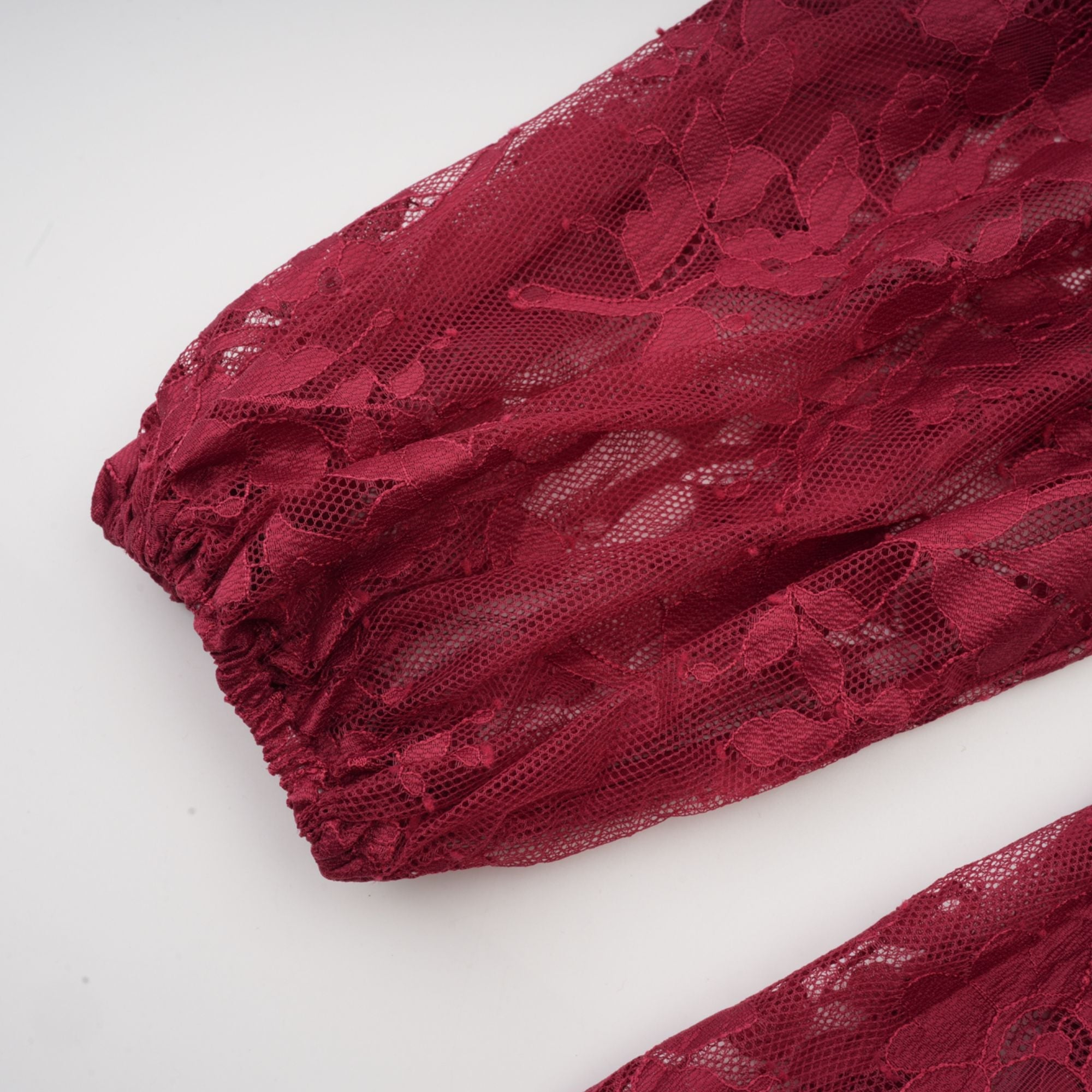 Coline red chantilly lace oversize dress
