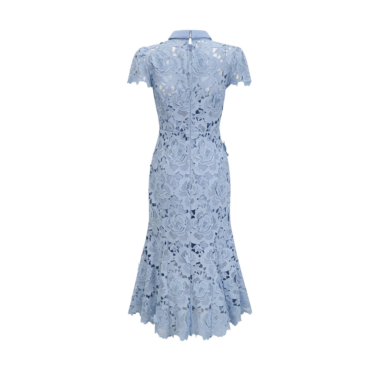 Aurore blue floral-appliqué lace midi dress