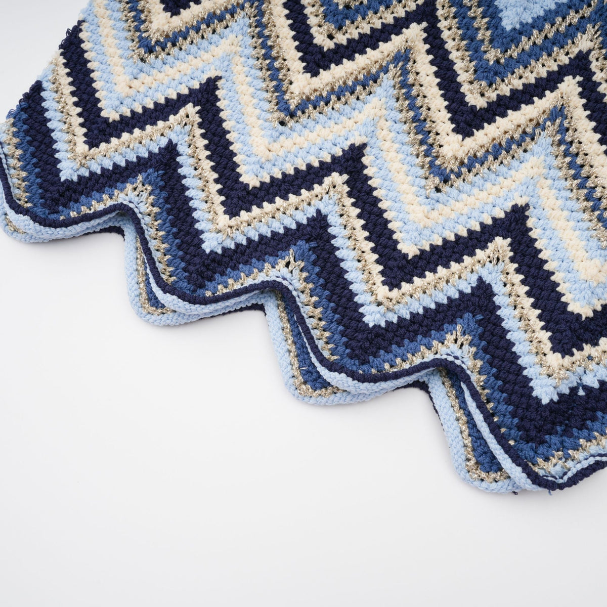 Irina blue zigzag-woven pointelle-knit top & trousers matching set (Final Sale)