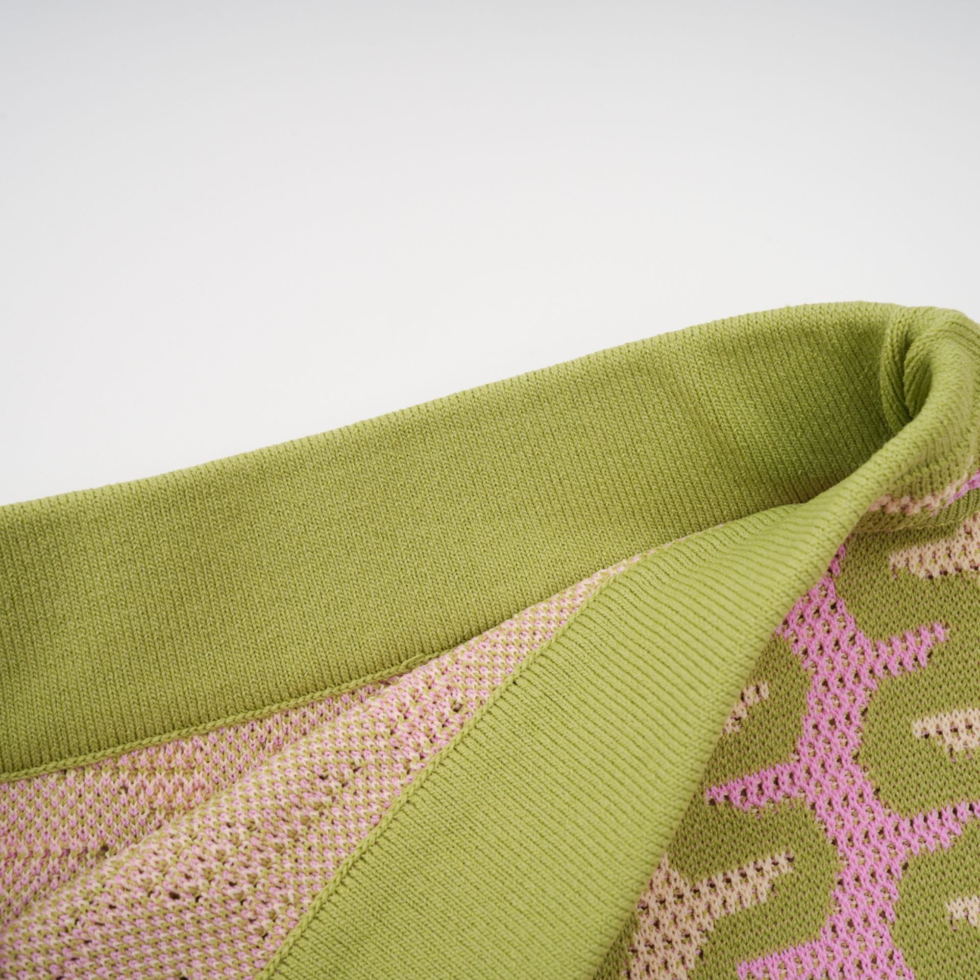 Ophélie green color-block knitted shirt & trousers matching set (Final Sale-US Only)