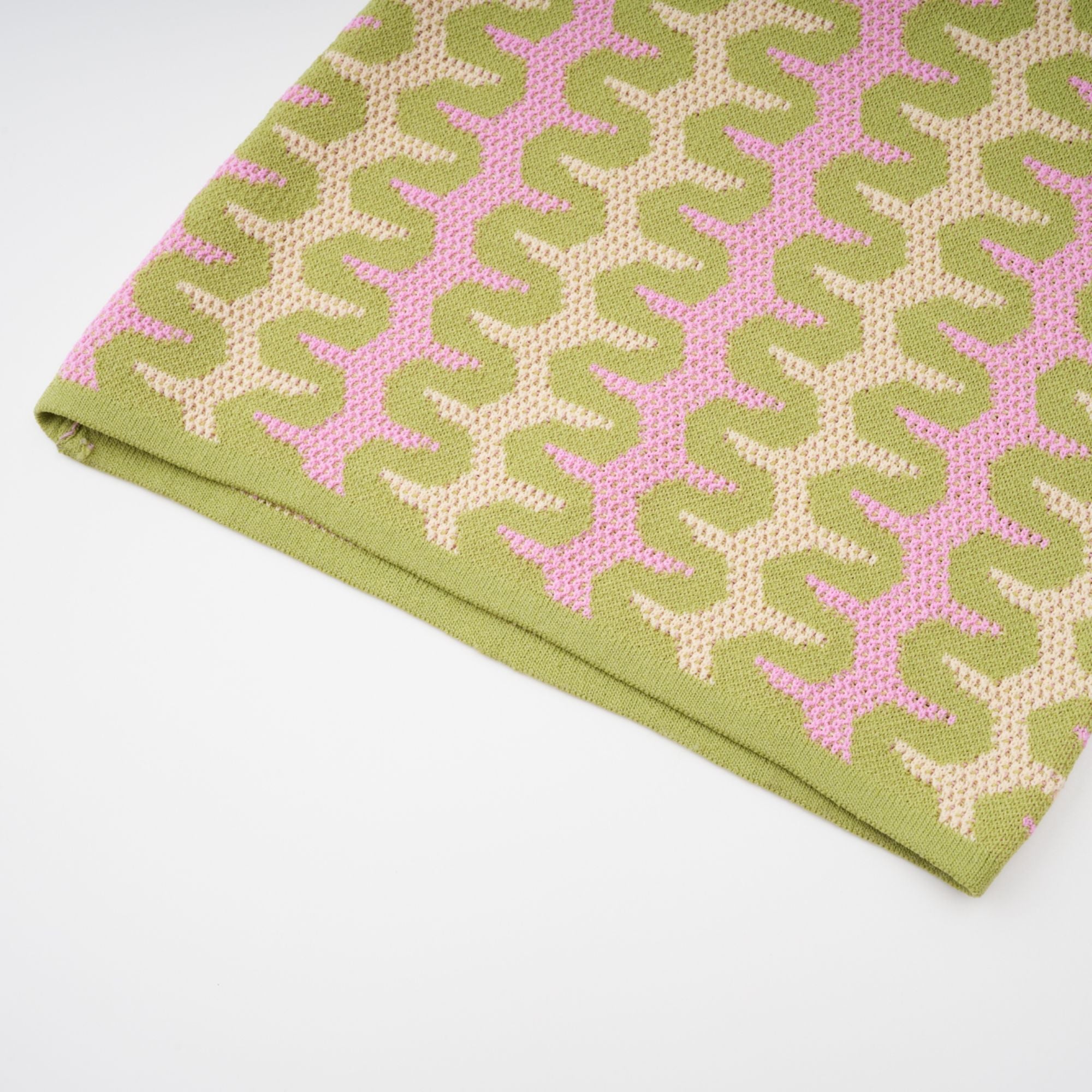 Ophélie green color-block knitted shirt & trousers matching set (Final Sale-US Only)