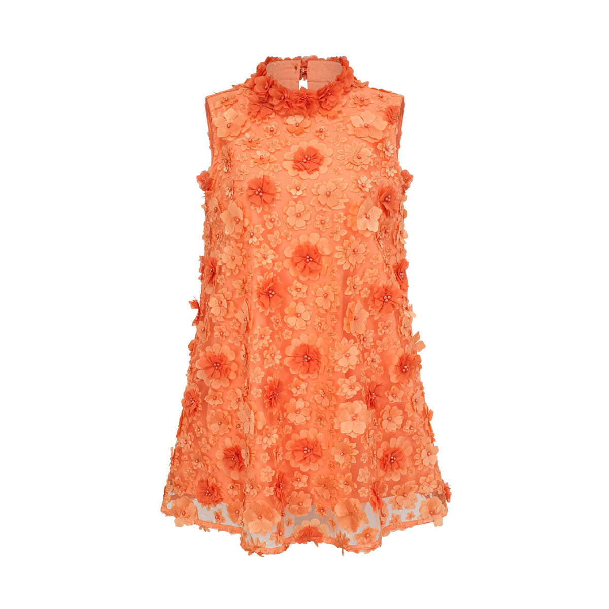 Orphée orange faux-flower mini dress