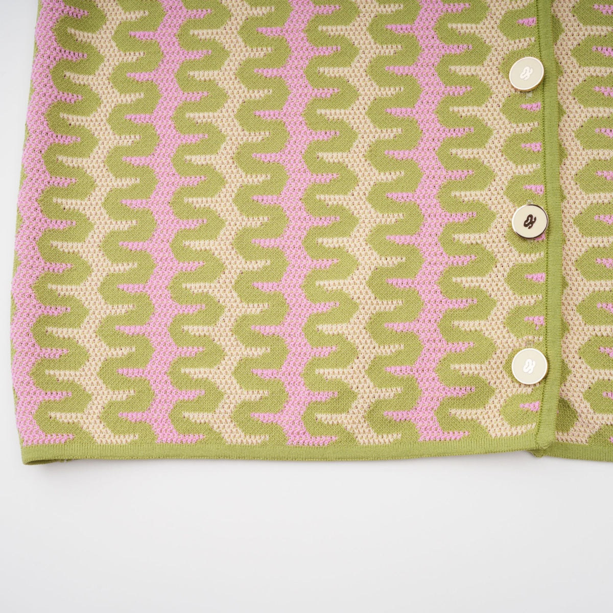 Ophélie green color-block knitted shirt & trousers matching set (Final Sale-US Only)