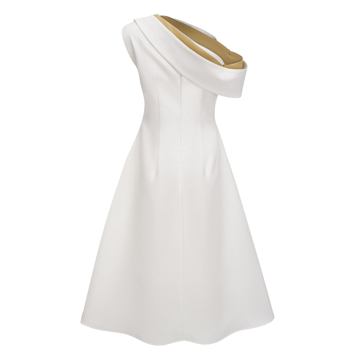 Blossom White One Shoulder Ruched Midi Dress