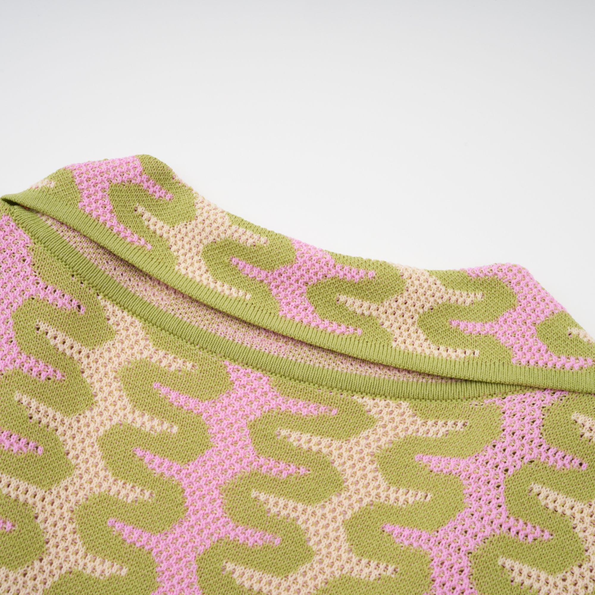 Ophélie green color-block knitted shirt & trousers matching set (Final Sale-US Only)