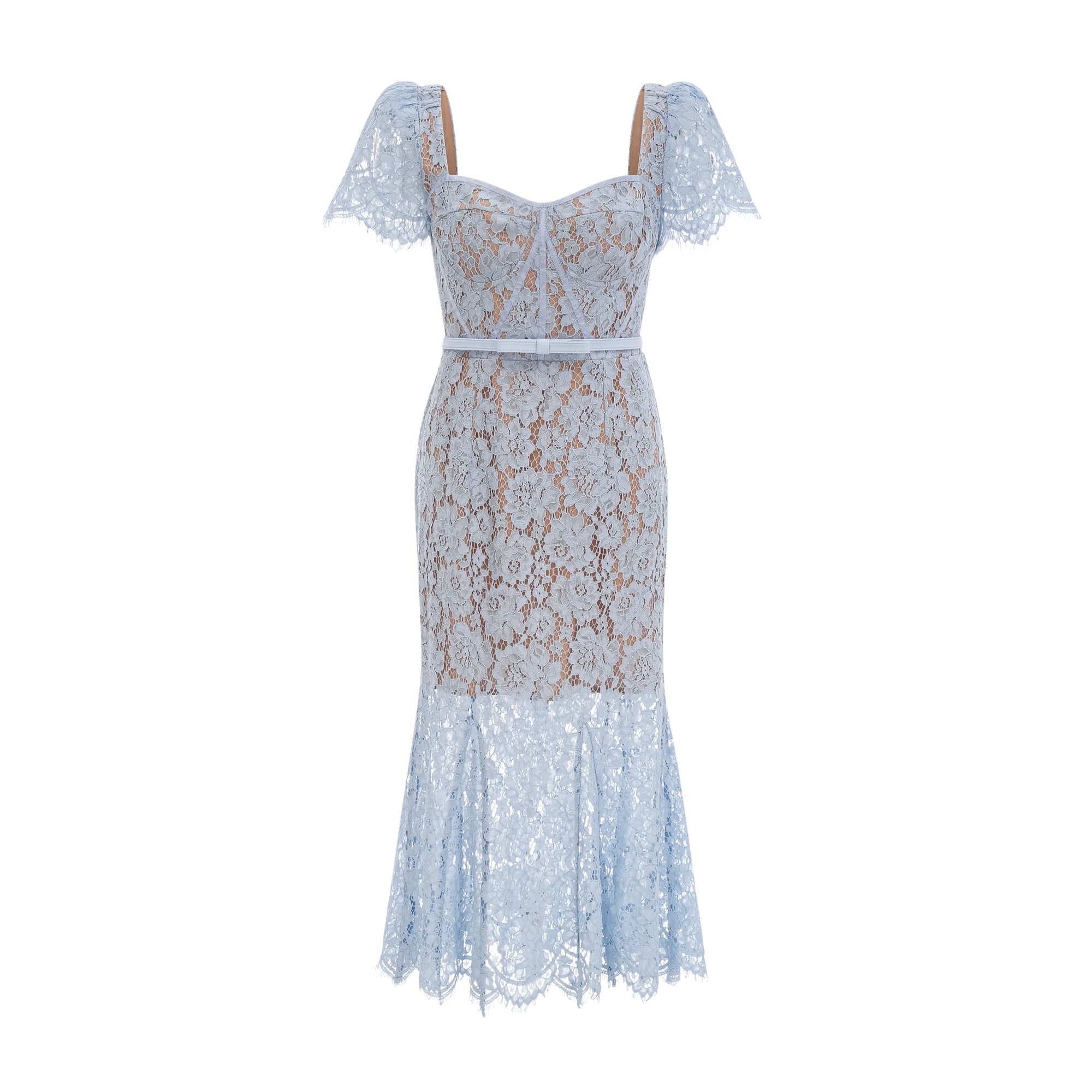 Audrey blue floral-lace boned midi dress (Final Sale-US Only)