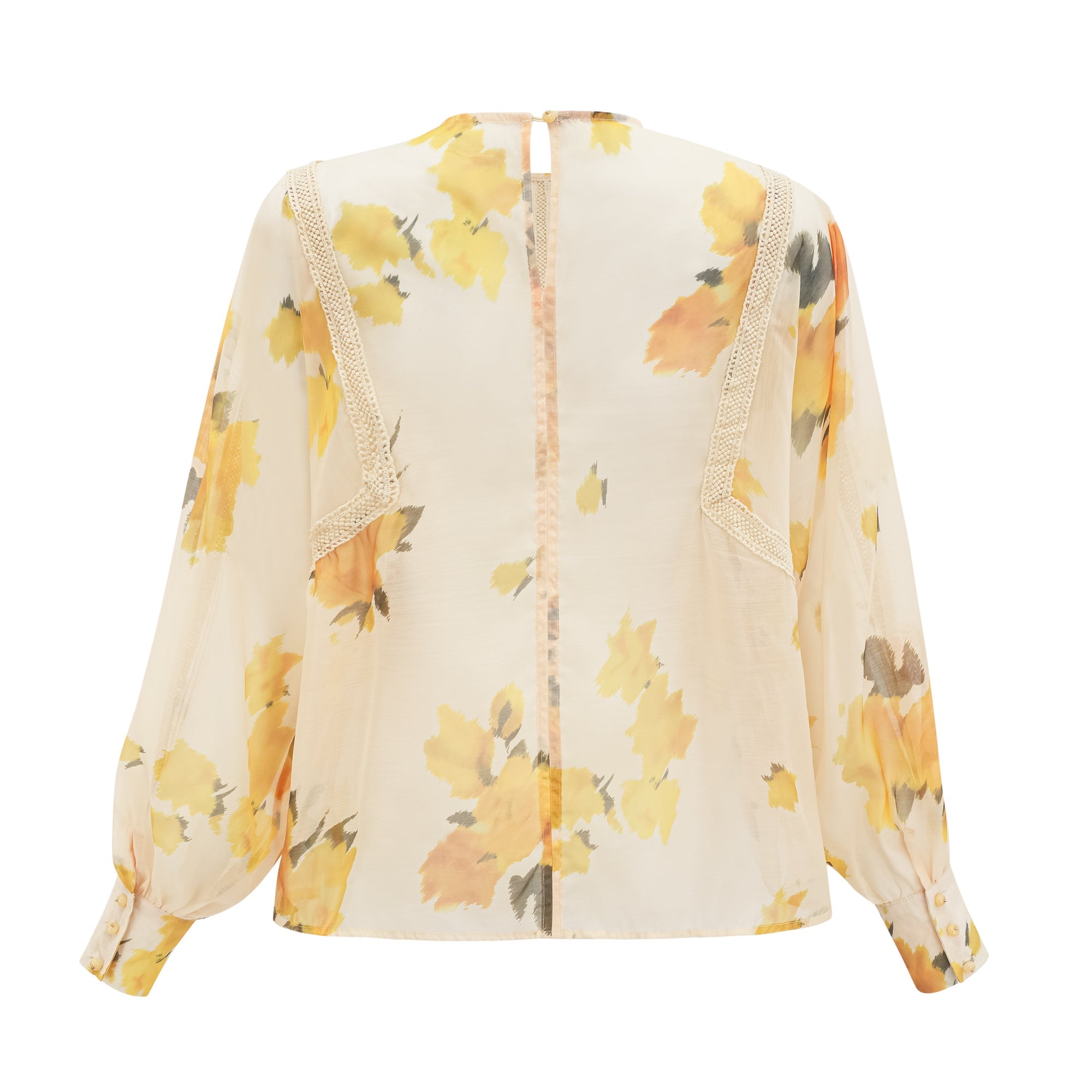 Éva yellow floral-print blouse & skirt matching set - Yellow