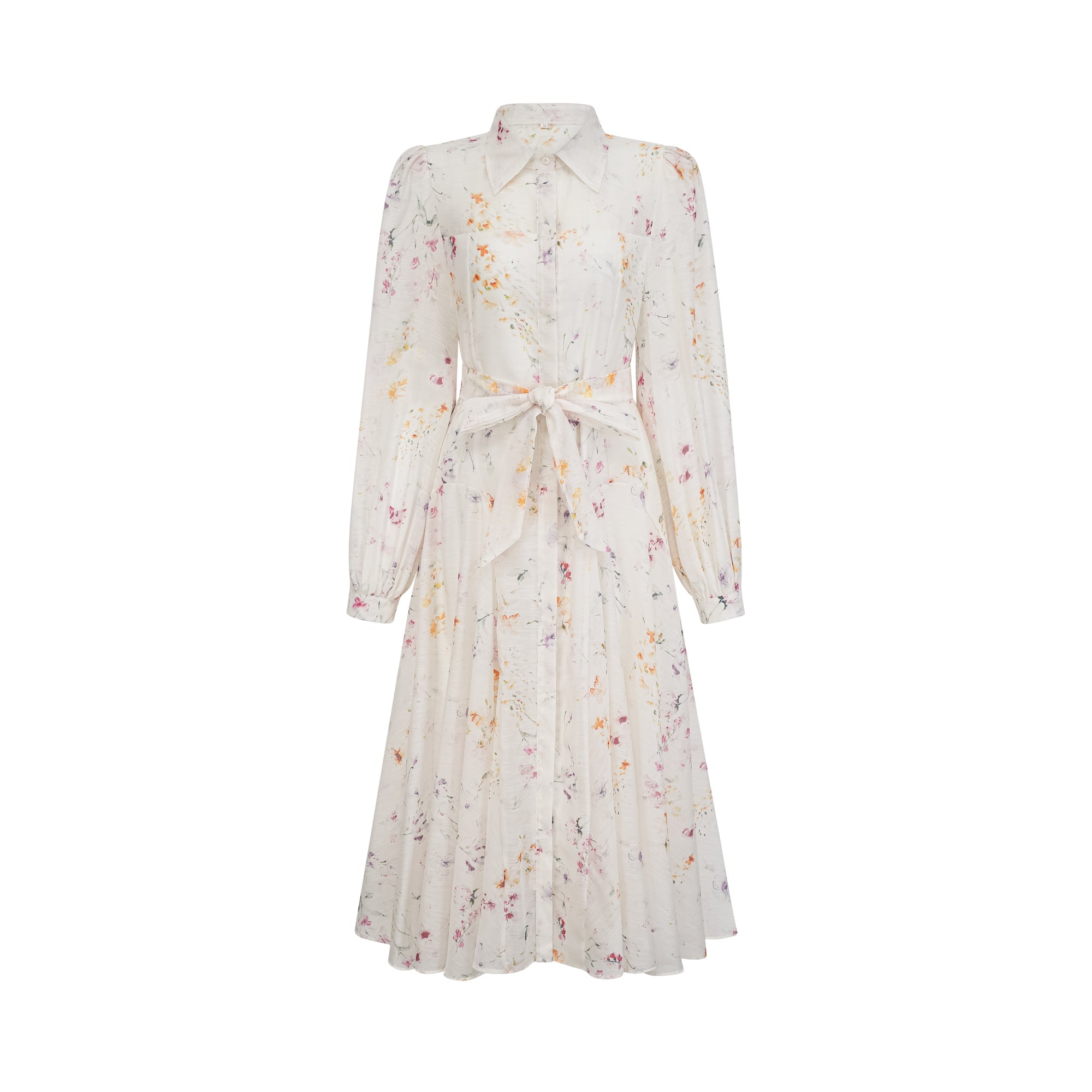 Zoé white floral-print tied midi dress