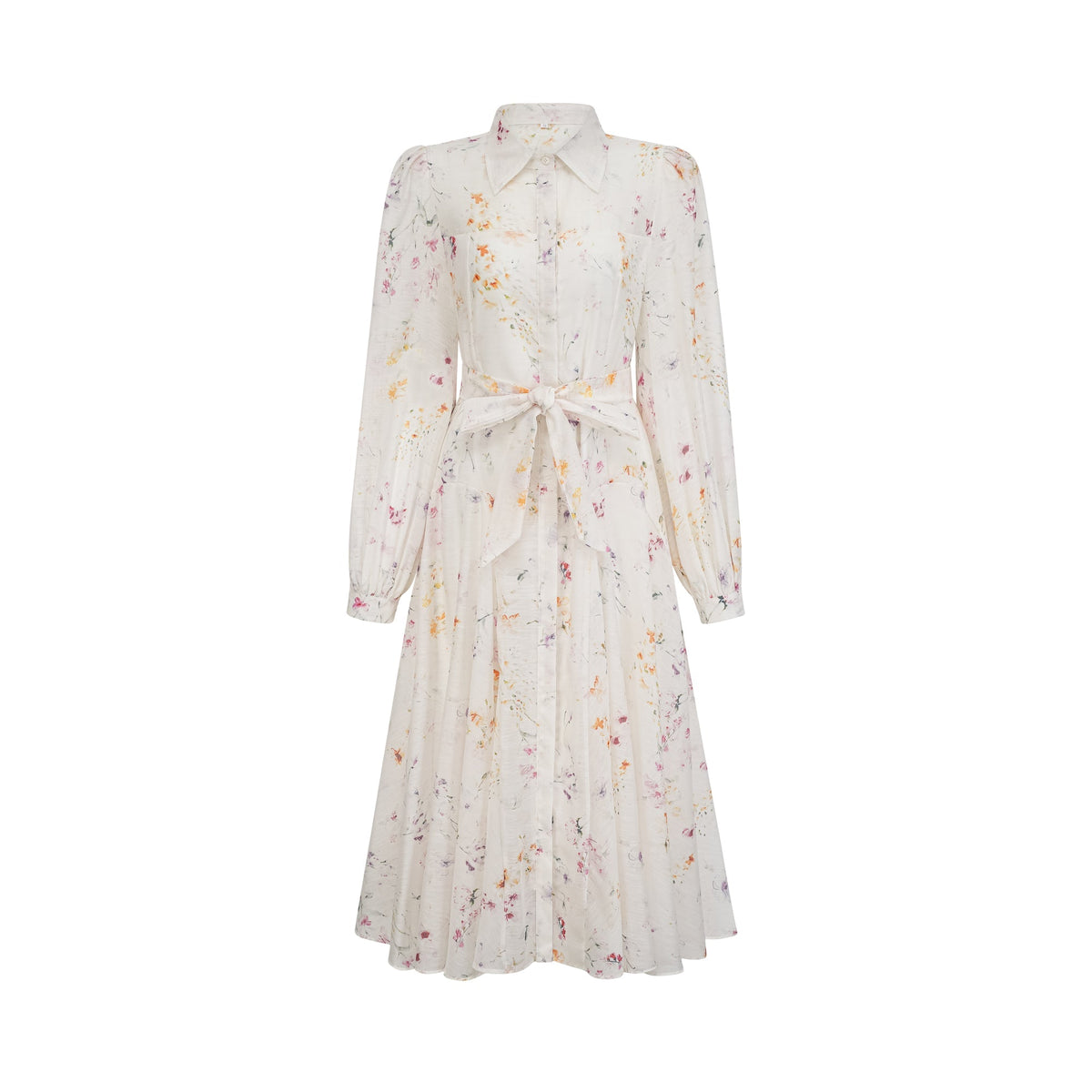Zoé white floral-print tied midi dress