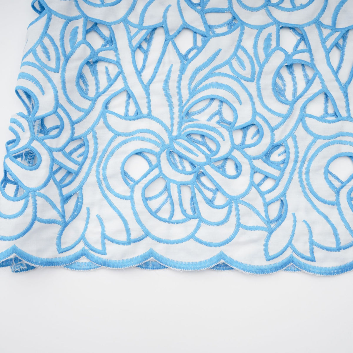 Aurore blue cut-out embroidered top & skirt matching set (Final Sale-US Only)
