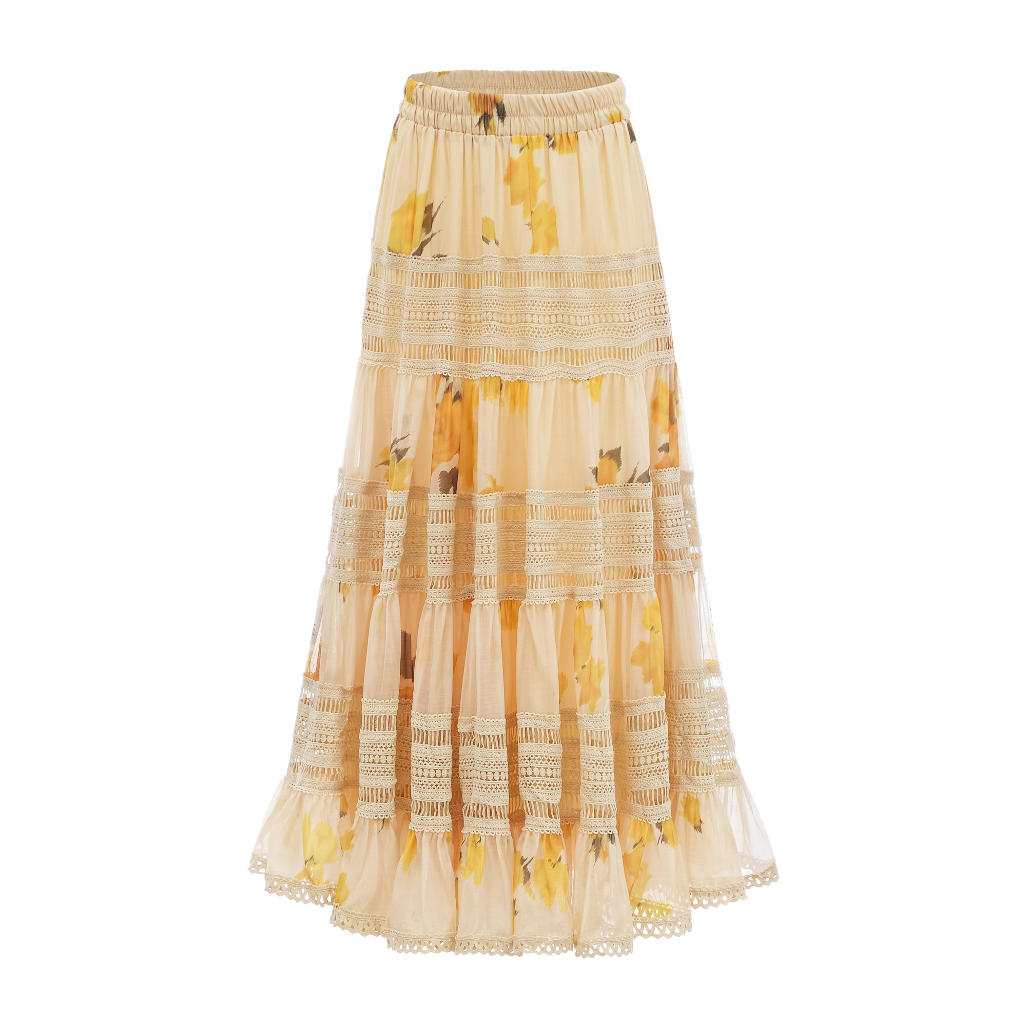 Éva yellow floral-print blouse & skirt matching set - Yellow