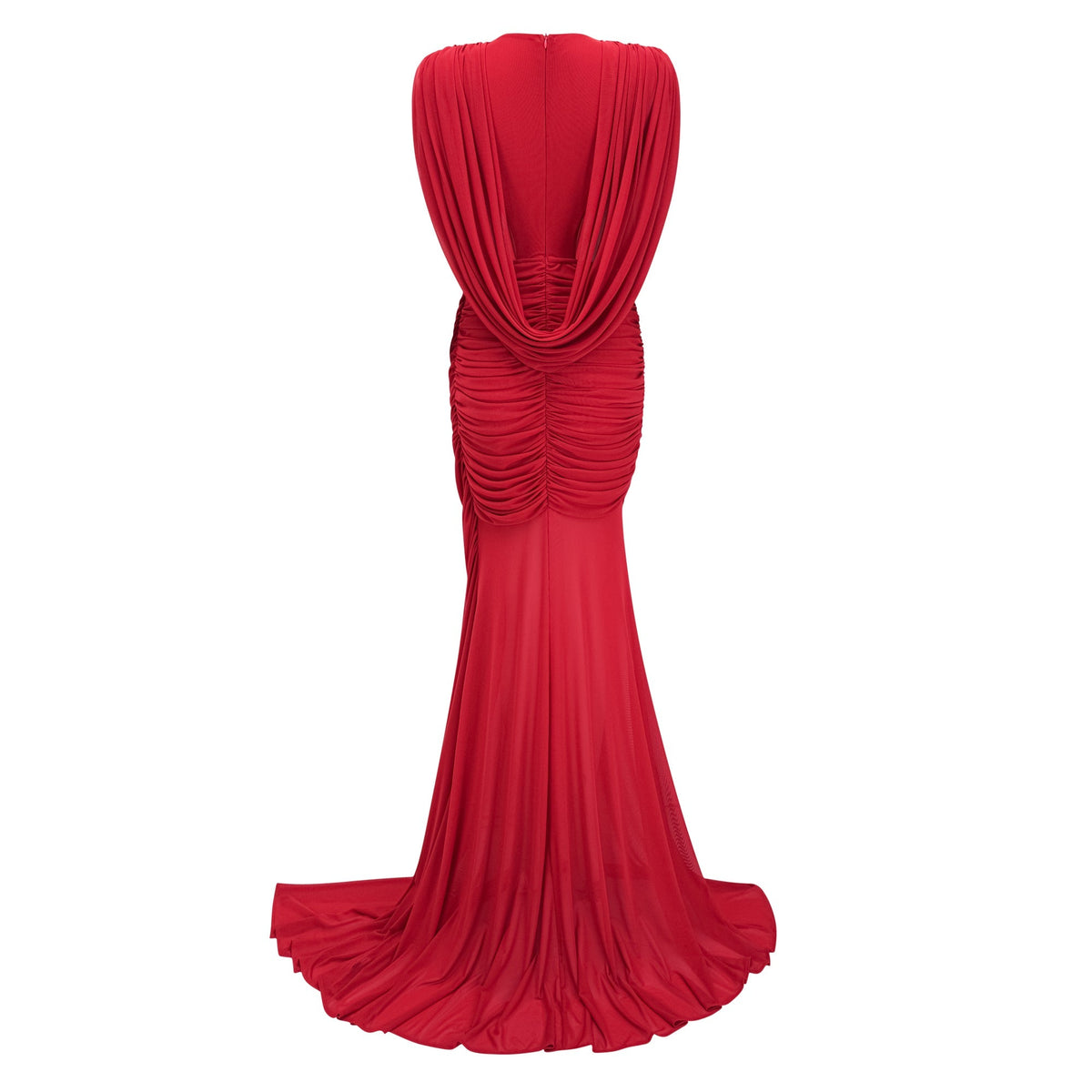 Fíona Red Asymmetrical Draped Maxi Gown