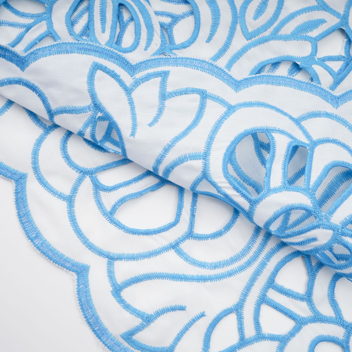 Aurore blue cut-out embroidered top & skirt matching set (Final Sale-US Only)