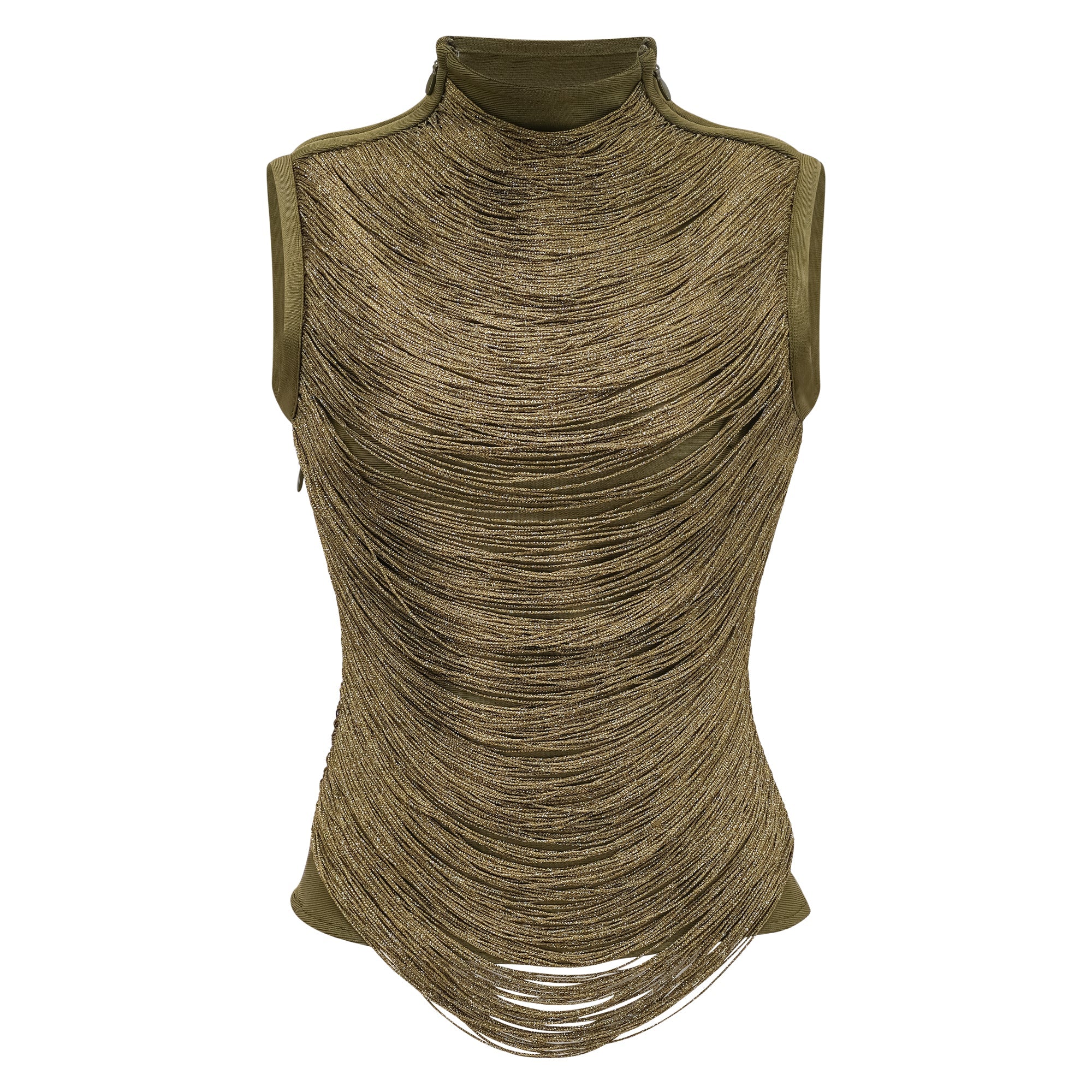 Borbála Green Fringed Top & Satin Skirt Set