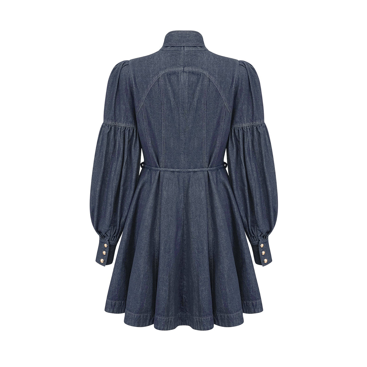 Mirabel dark-blue contrast-stitch denim mini dress
