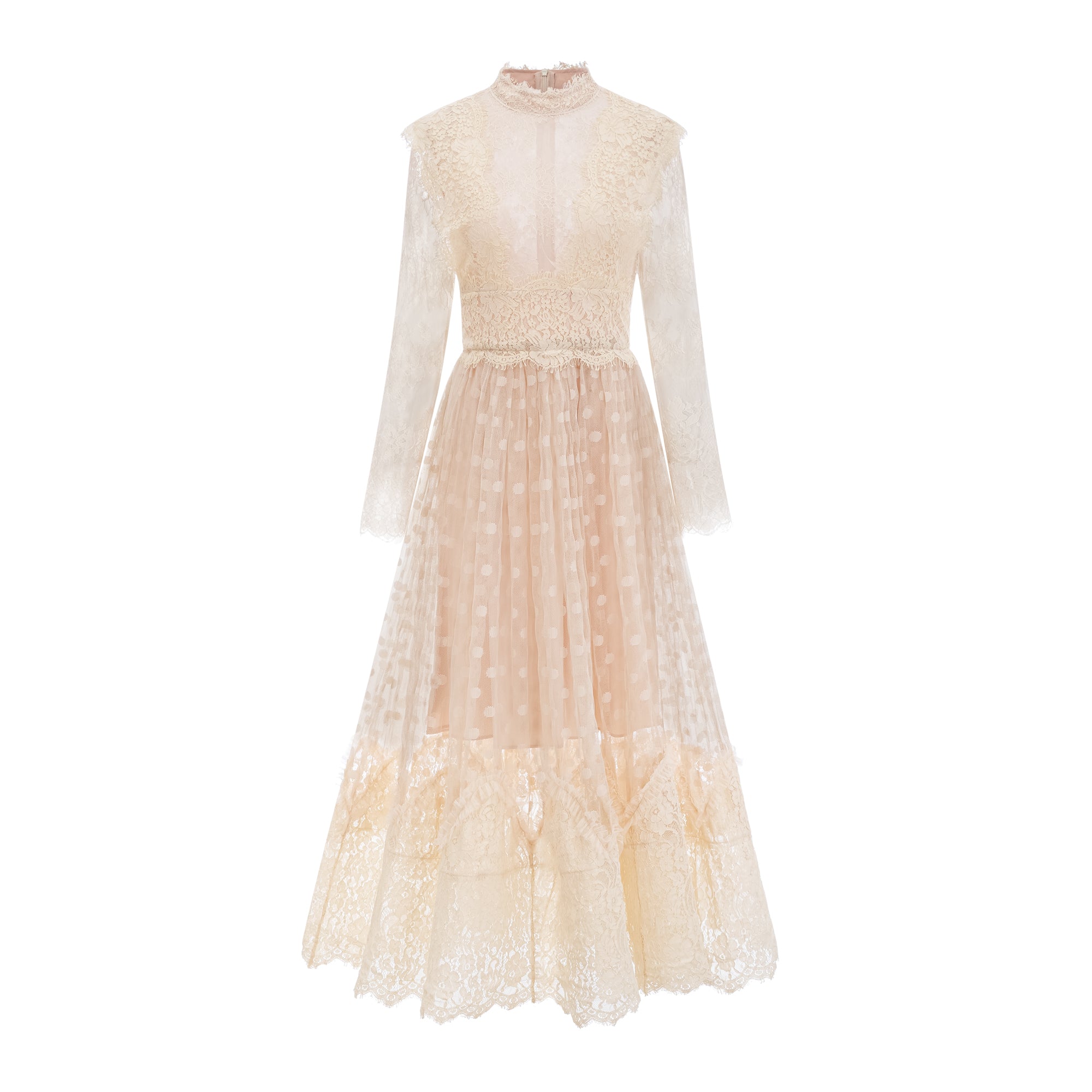 Éliane polka-dot lace-embroidered midi dress
