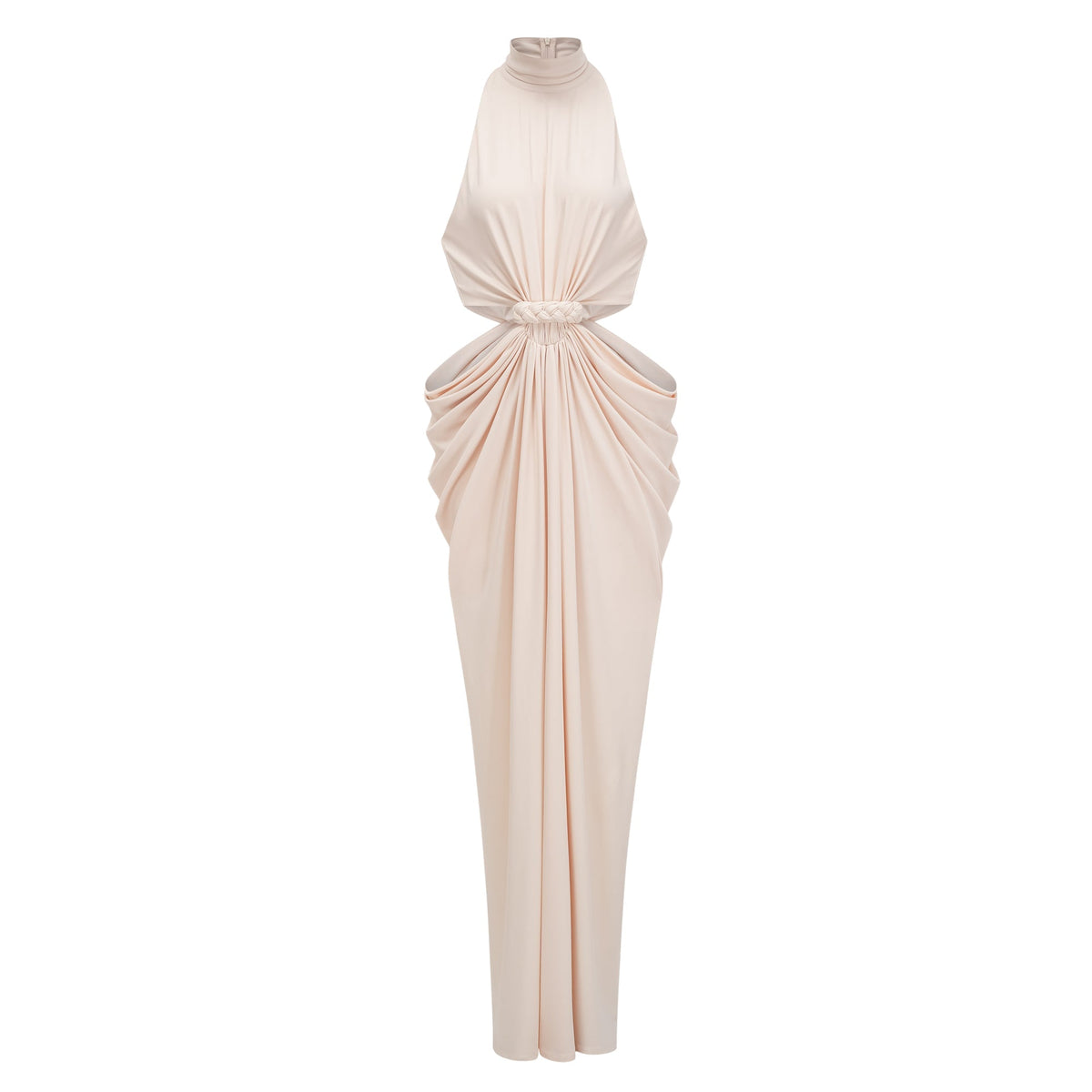 Joaquín Neutral Braid Detail Ruched Dress Maxi (Final Sale-US Only)