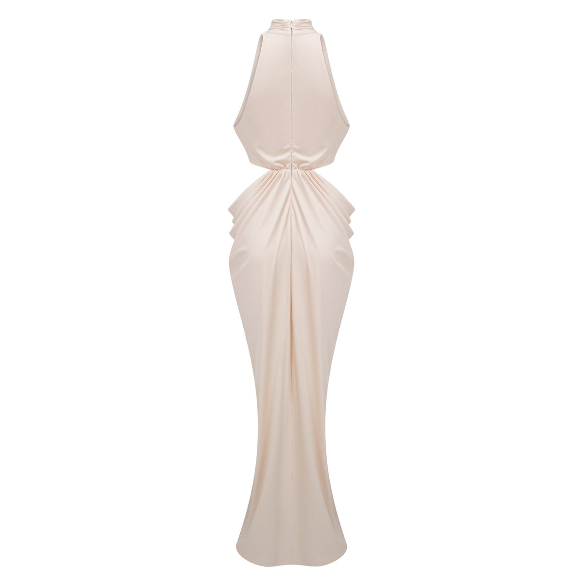 Joaquín Neutral Braid Detail Ruched Dress Maxi