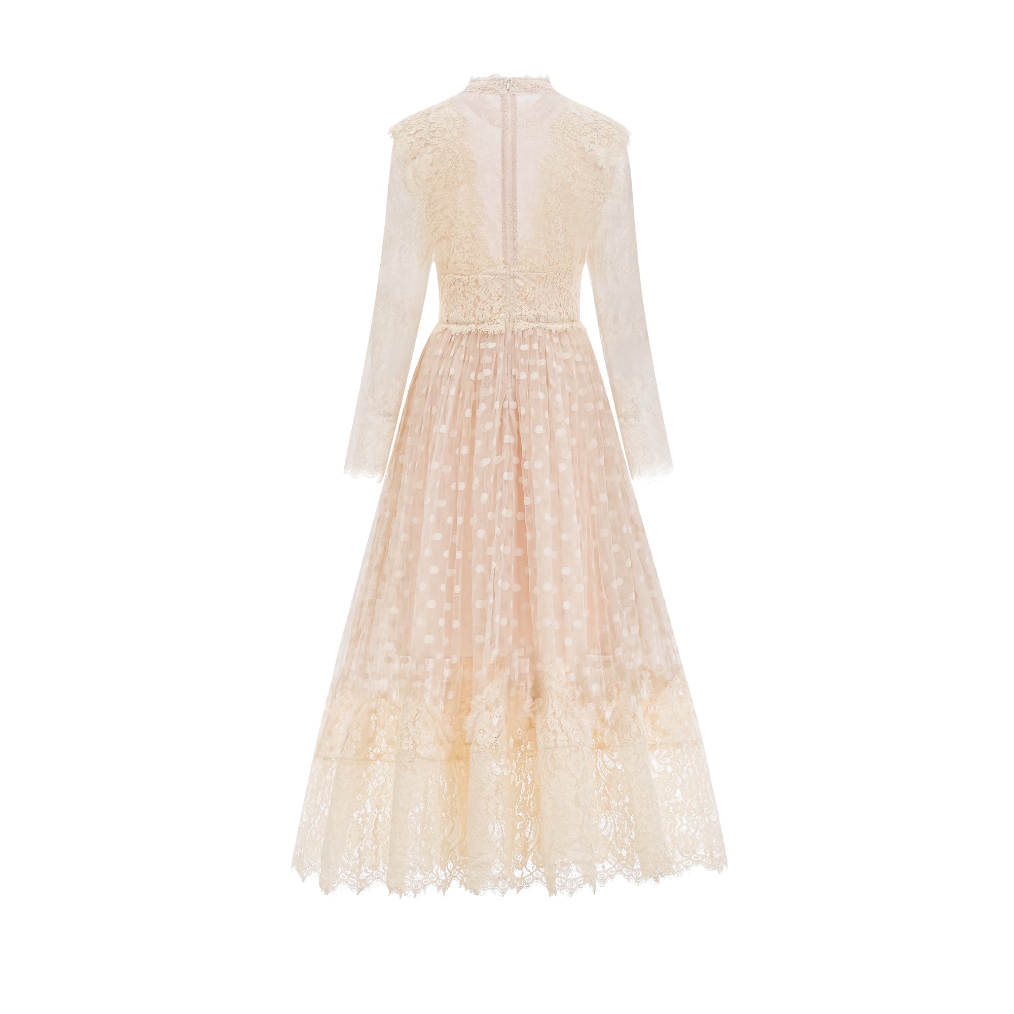 Éliane polka-dot lace-embroidered midi dress
