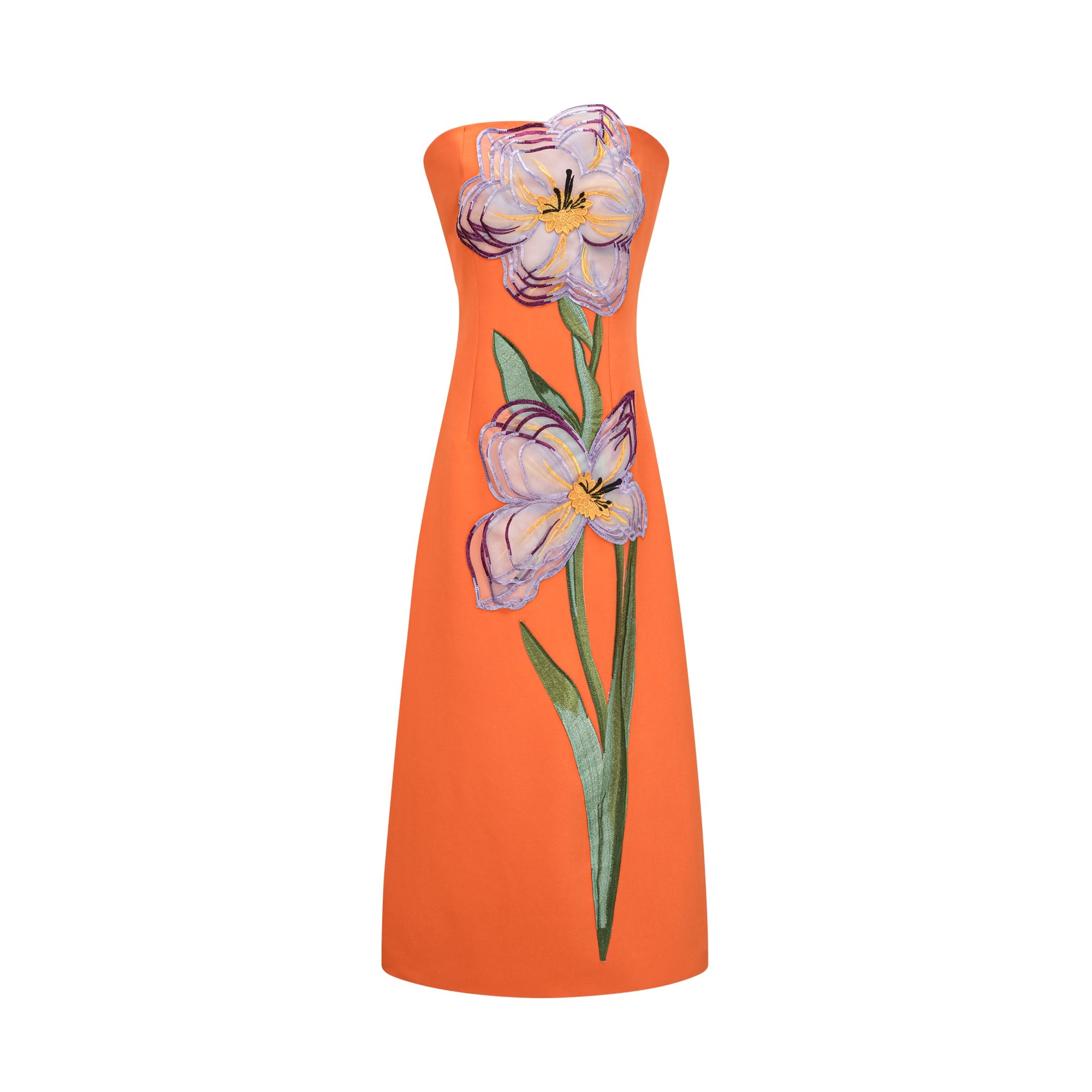 Irène Sequin Embroidered Off-Shoulder Midi Dress in Orange (Final Sale-US Only)