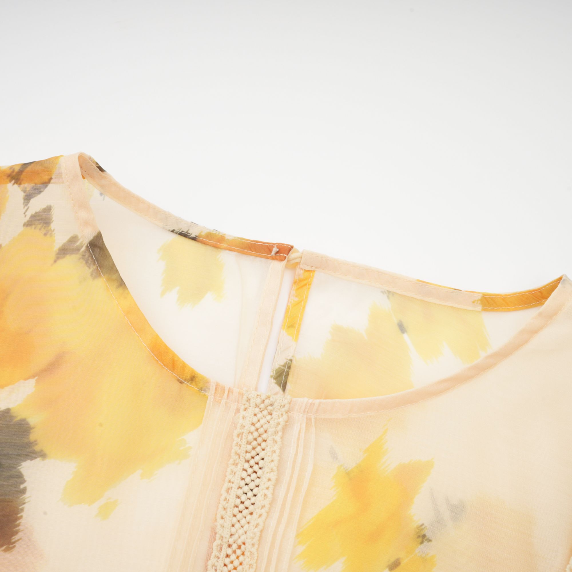 Éva yellow floral-print blouse & skirt matching set - Yellow