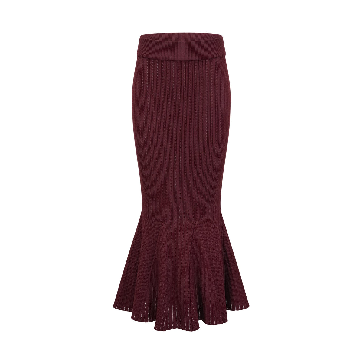 Corrine red ruffled knit top & skirt matching set