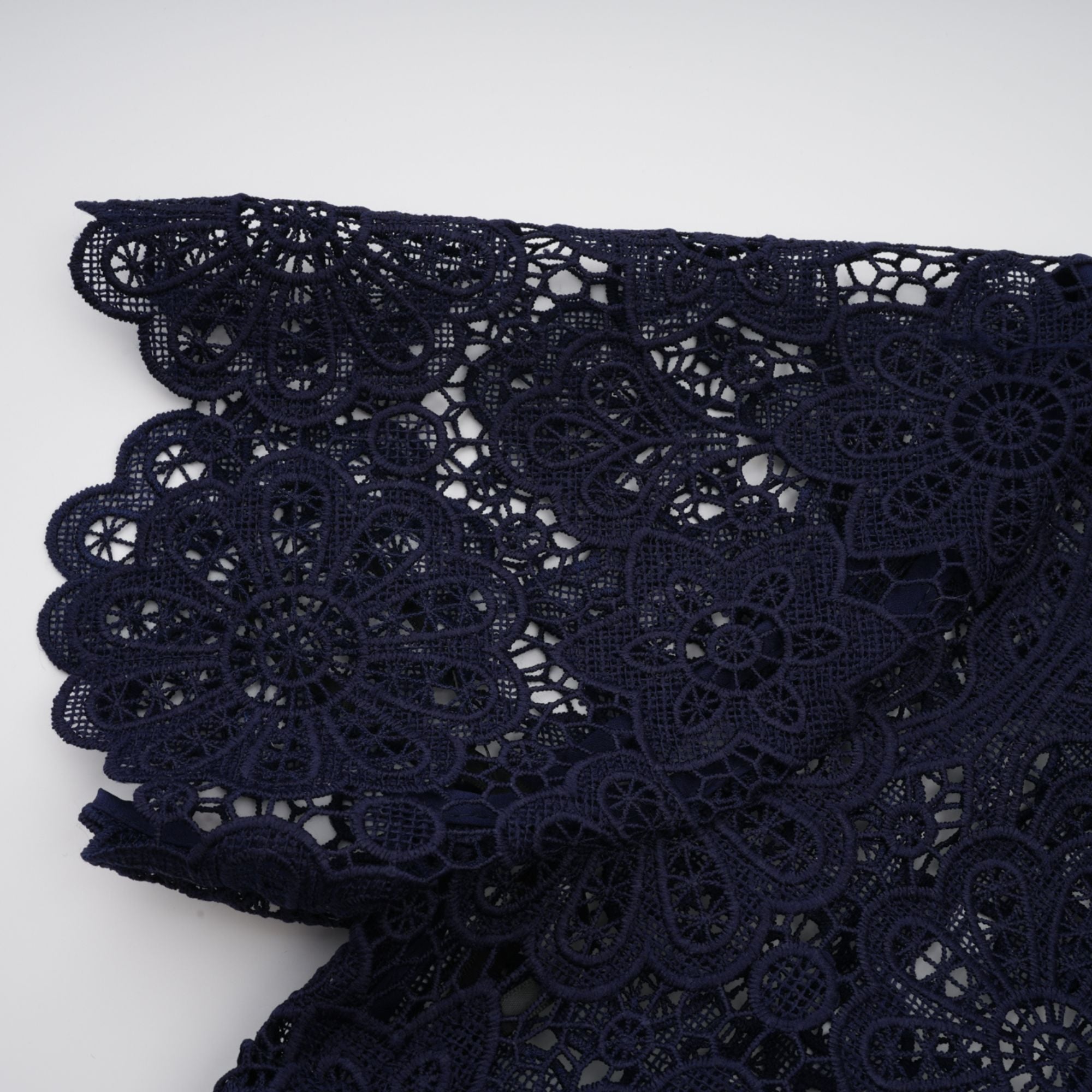 Ariane dark-blue floral crochet-lace midi dress