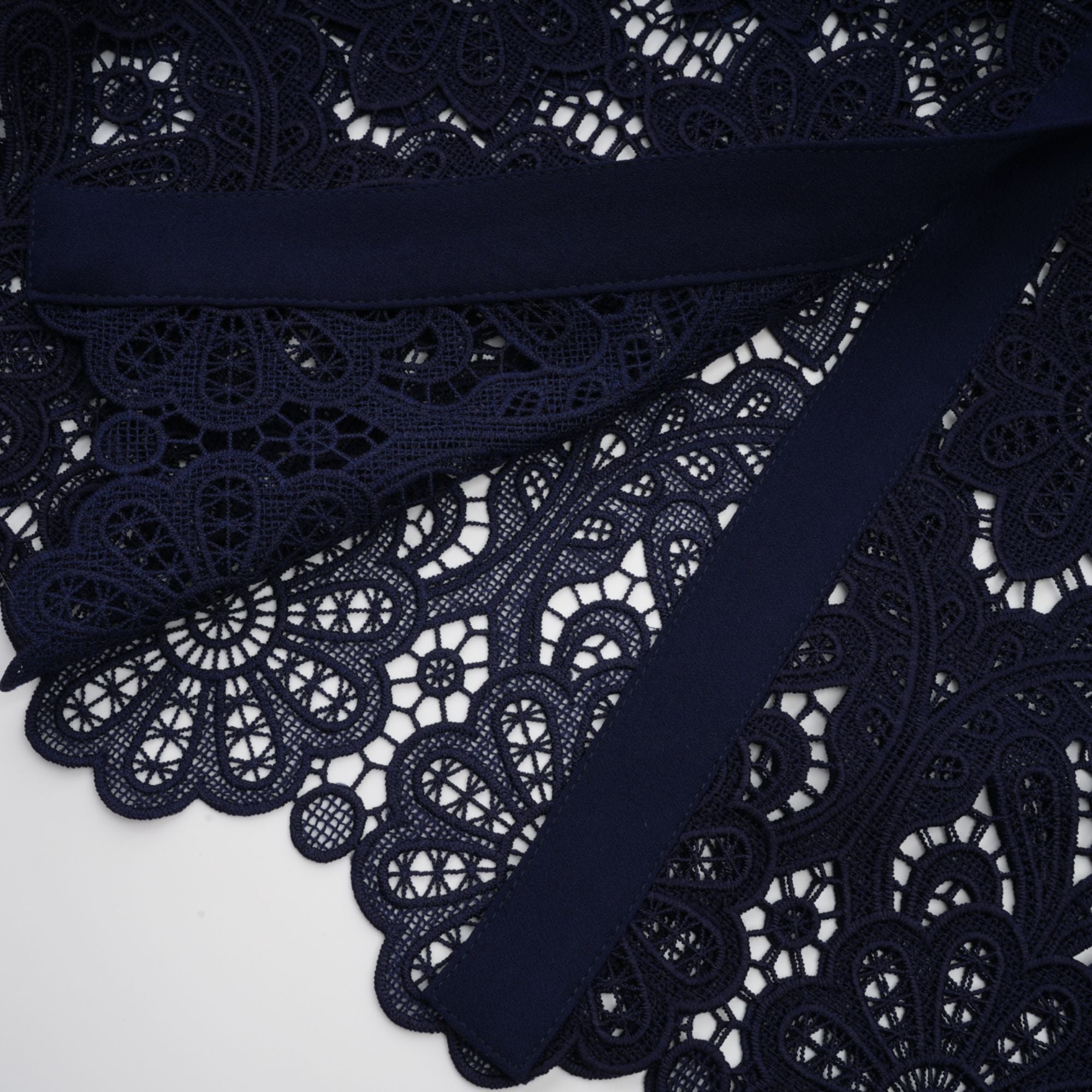 Ariane dark-blue floral crochet-lace midi dress