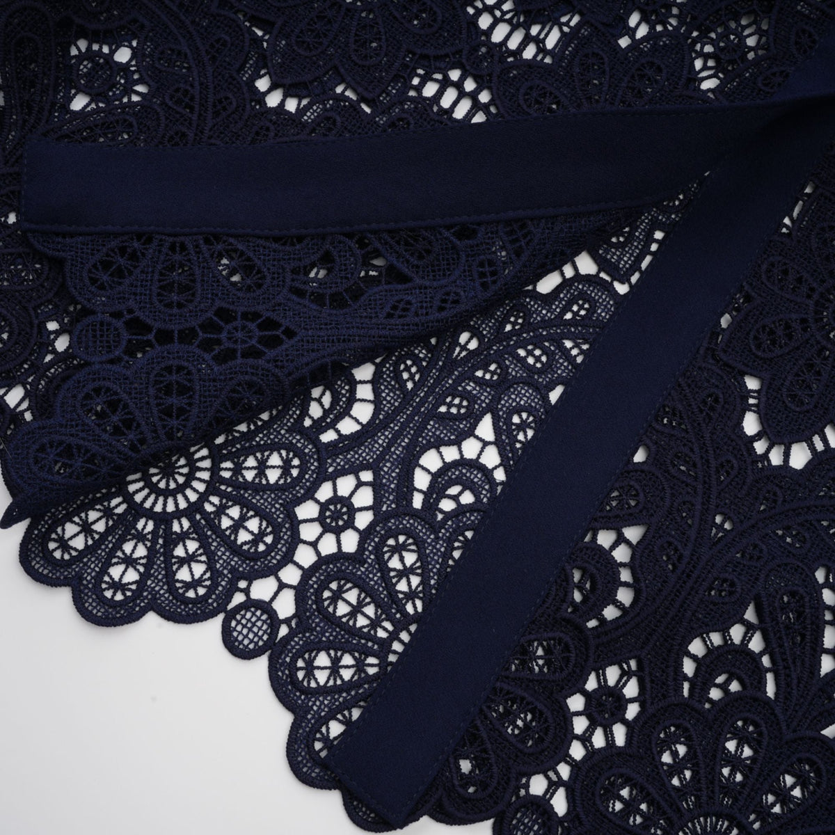 Ariane dark-blue floral crochet-lace midi dress