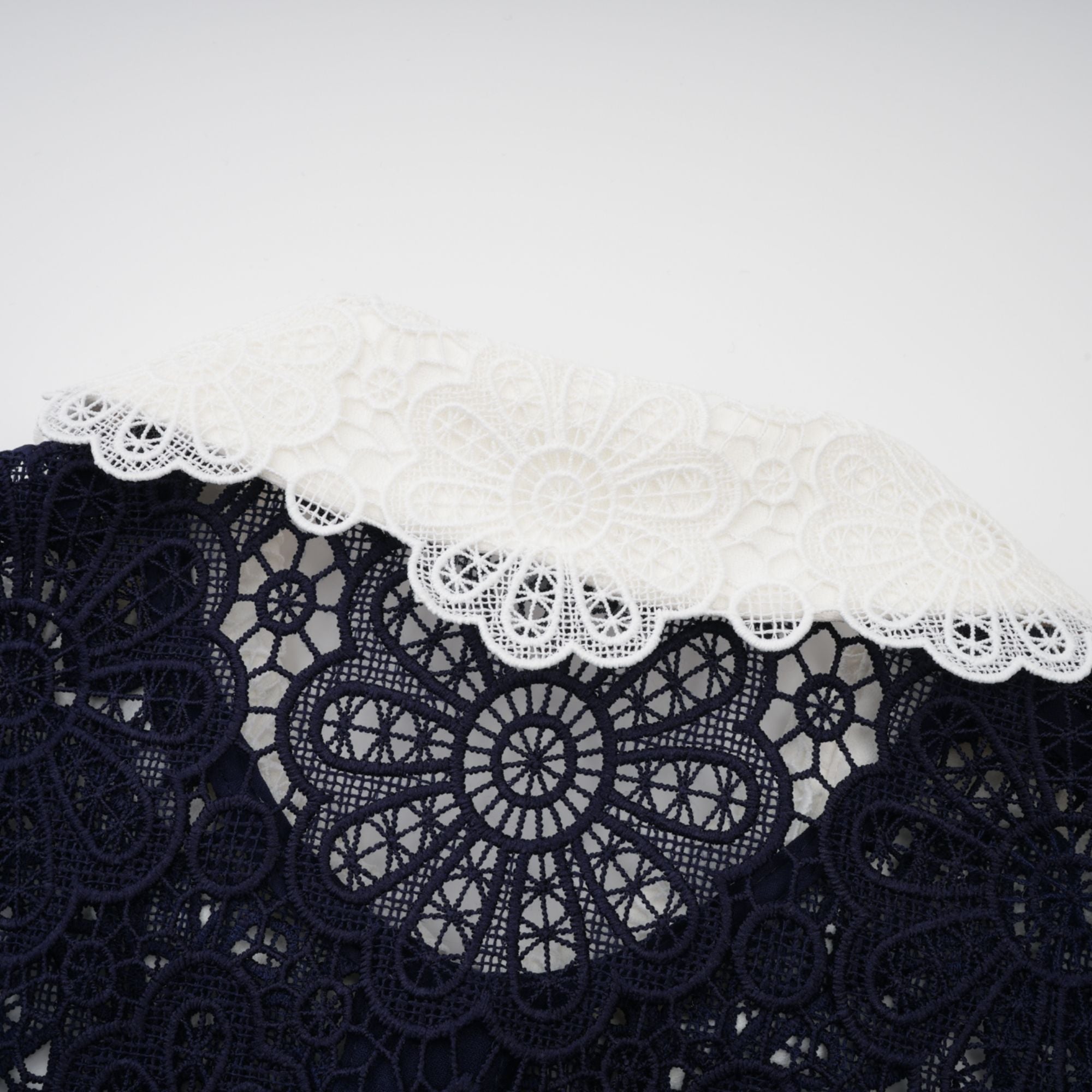 Ariane dark-blue floral crochet-lace midi dress