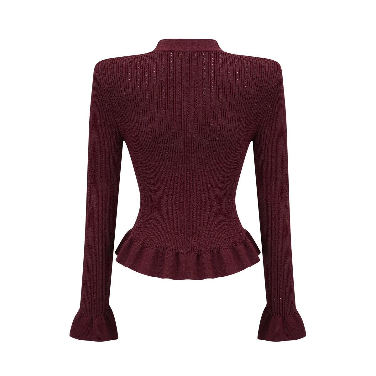 Corrine red ruffled knit top & skirt matching set