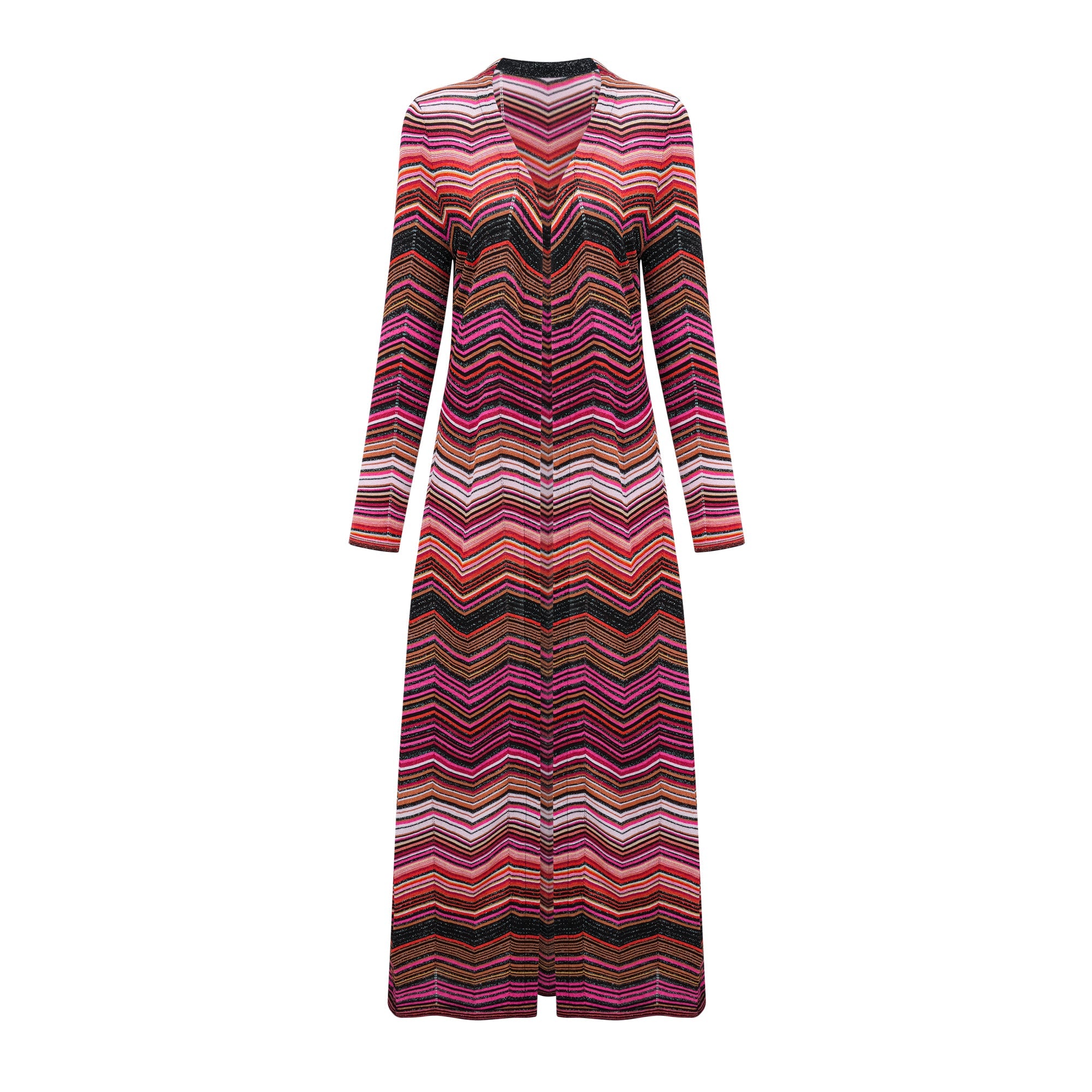 Chloé Red Striped Knit Long Cardigan