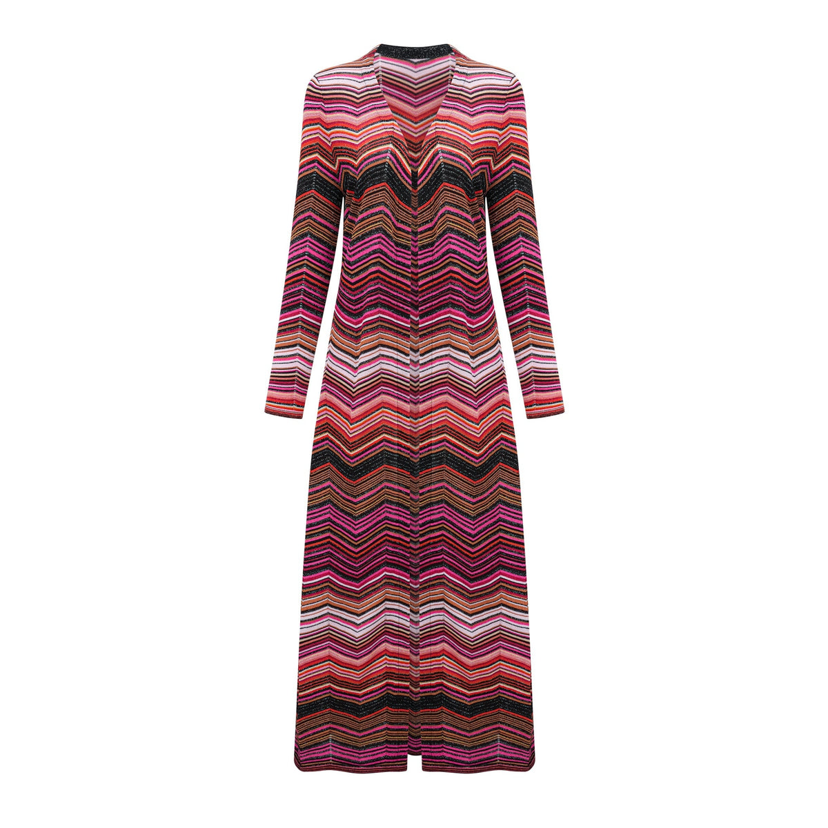 Chloé Red Striped Knit Long Cardigan